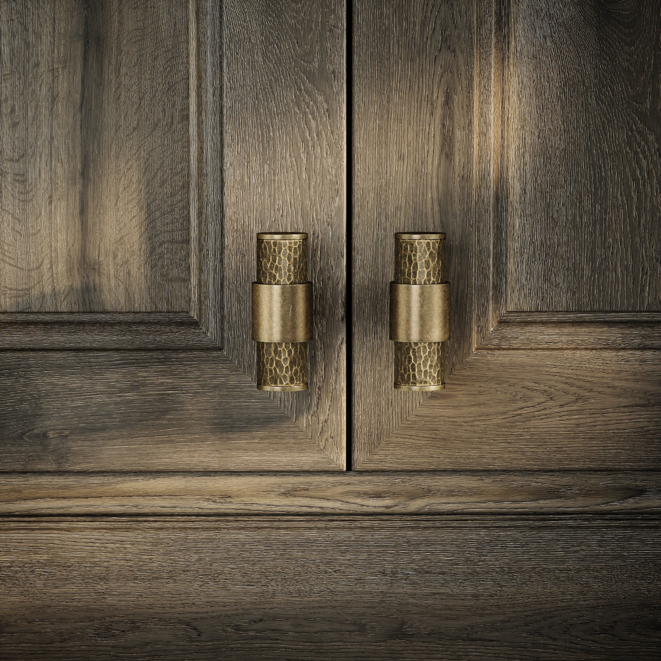 Chester Cabinet Hardware | Solid Brass, Aged Bronze Hammered Drawer Pulls 1