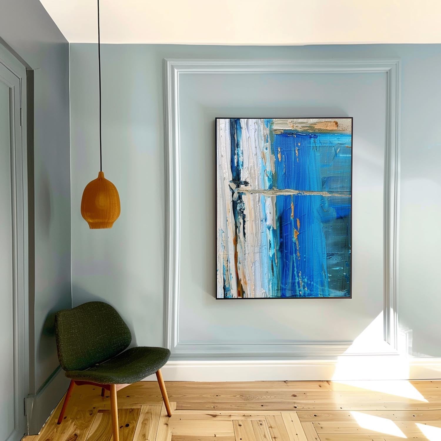 Cobalt Coastal Canvas Art | Hand-Painted Modern Abstract Print 3
