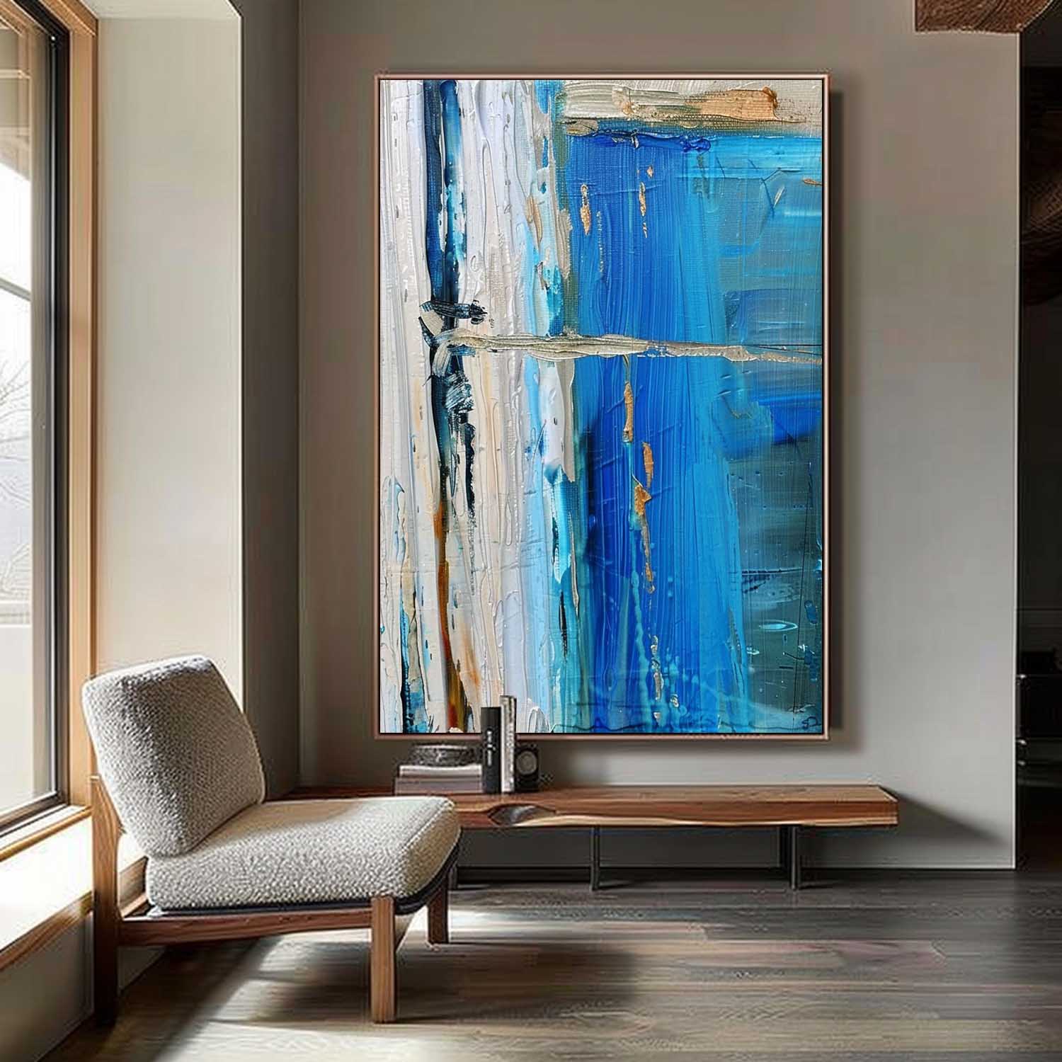 Cobalt Coastal Canvas Art | Hand-Painted Modern Abstract Print 5