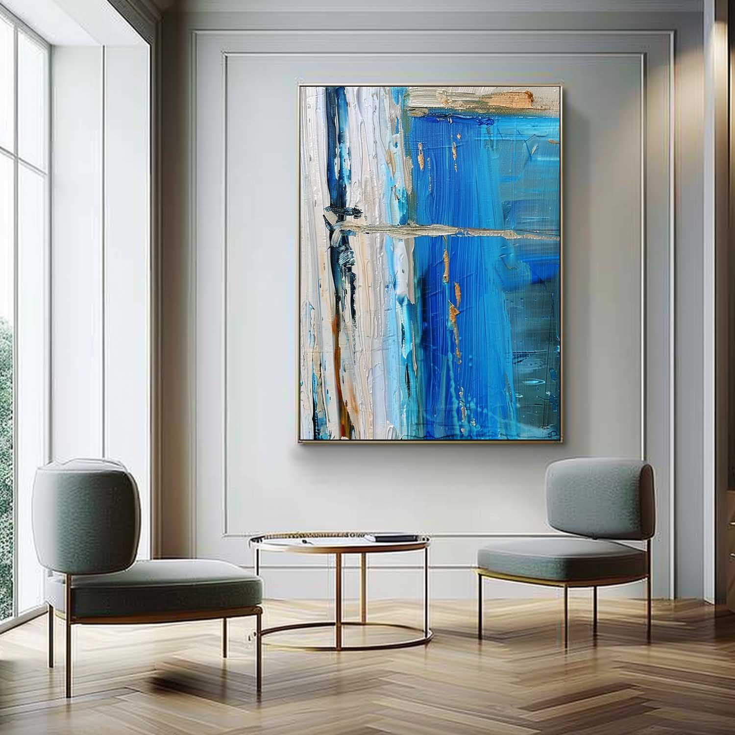 Cobalt Coastal Canvas Art | Hand-Painted Modern Abstract Print 6