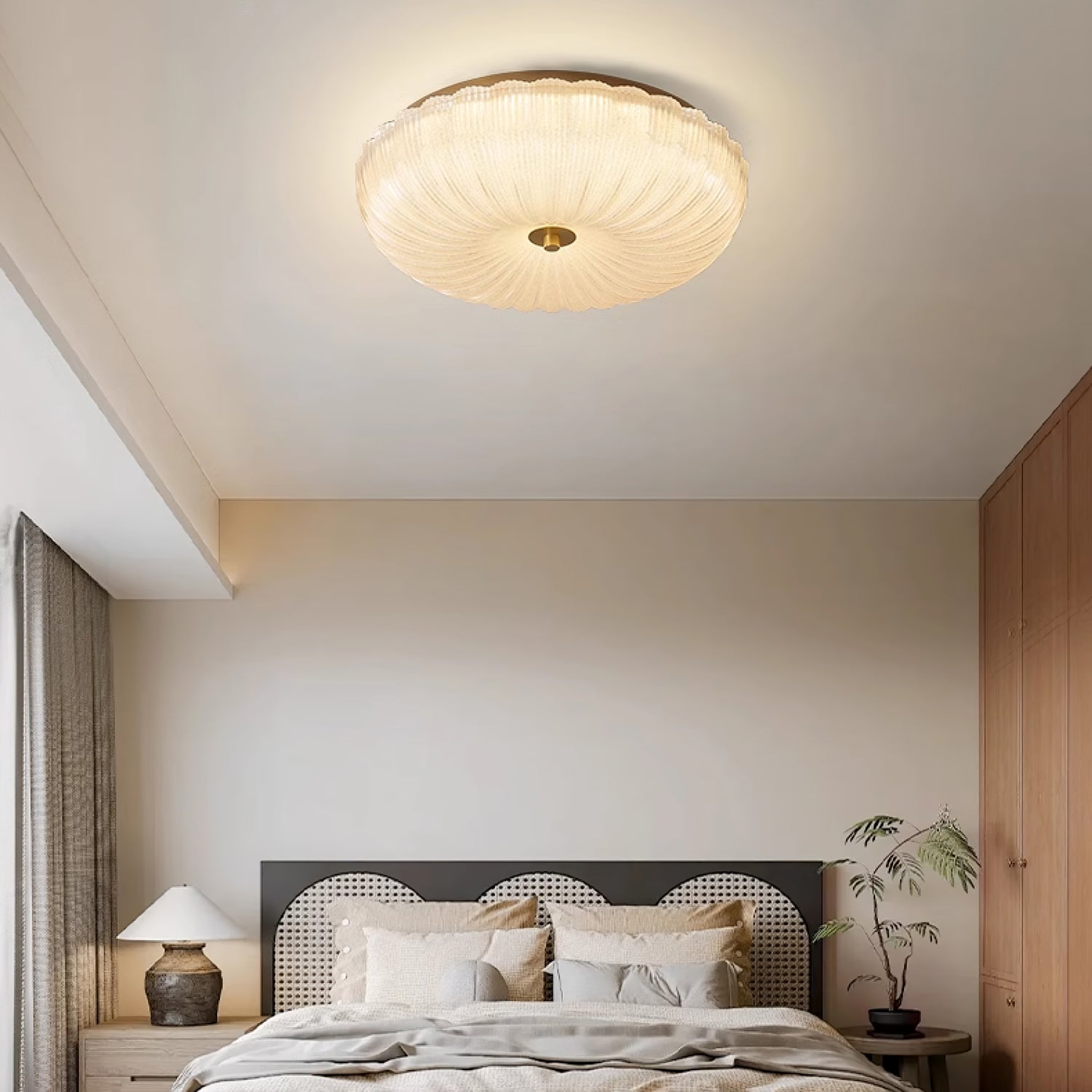 Haven Ceiling Light Fixture | Ripple Glass, Integrated LED, Hardwired 2