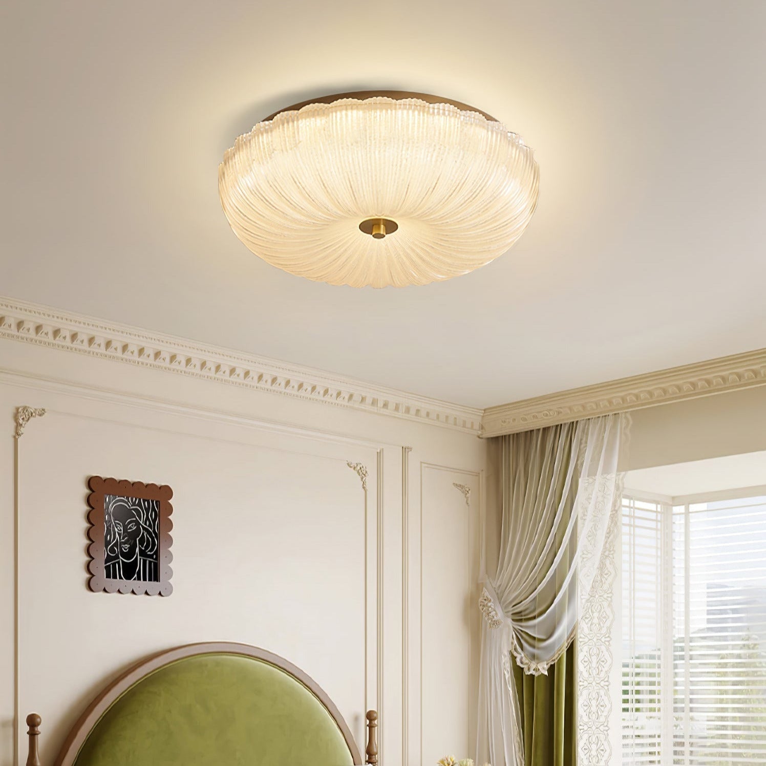 Haven Ceiling Light Fixture | Ripple Glass, Integrated LED, Hardwired 6