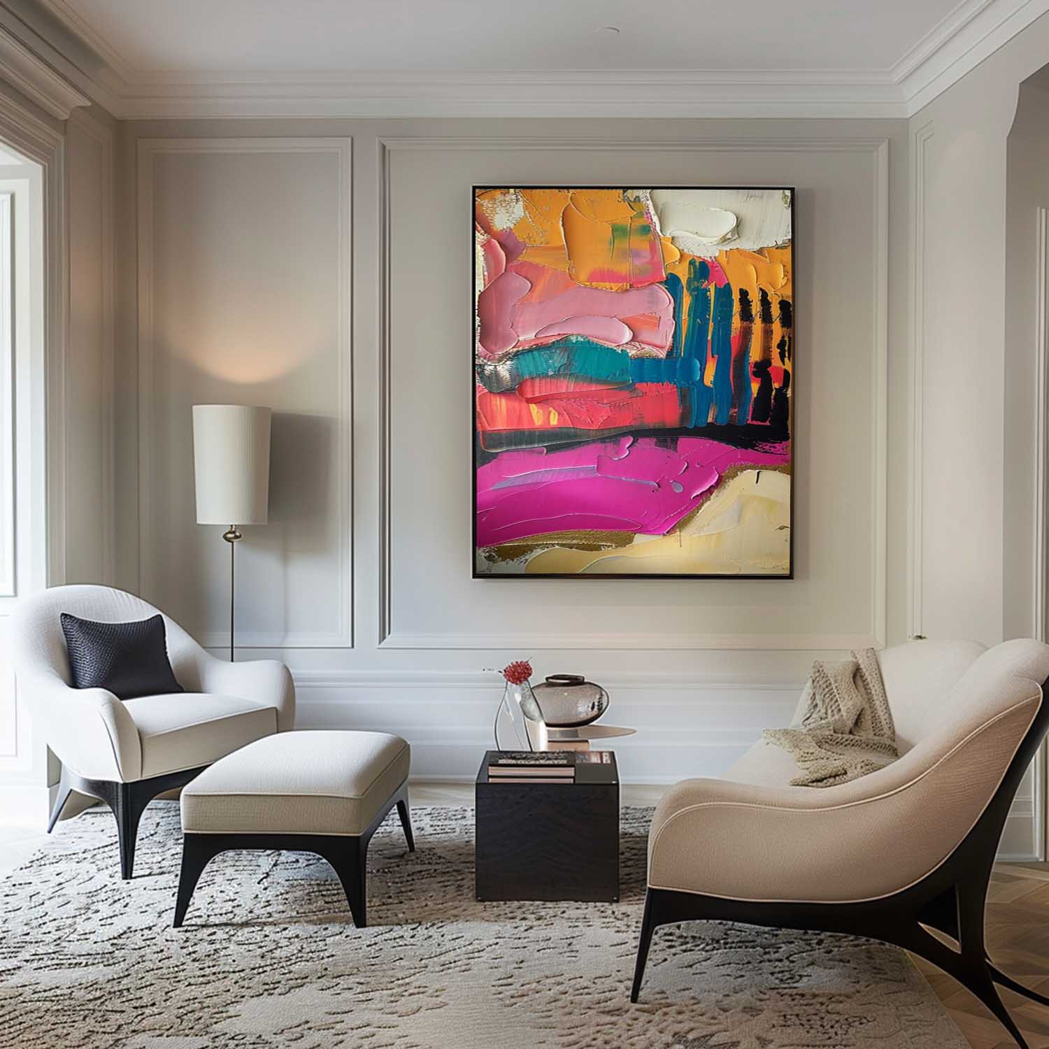 Iris Colorful Wall Art | Hand-Painted Canvas Prints, Abstract Minimalism 5