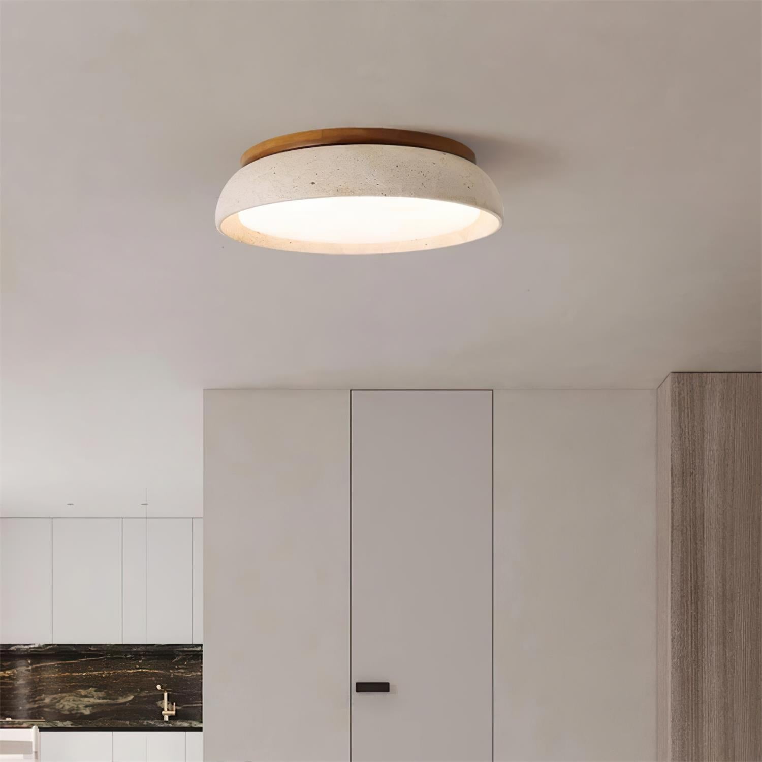 Kloris Ceiling Light Fixture | Natural Travertine, Modern Minimalist Design, LED 2