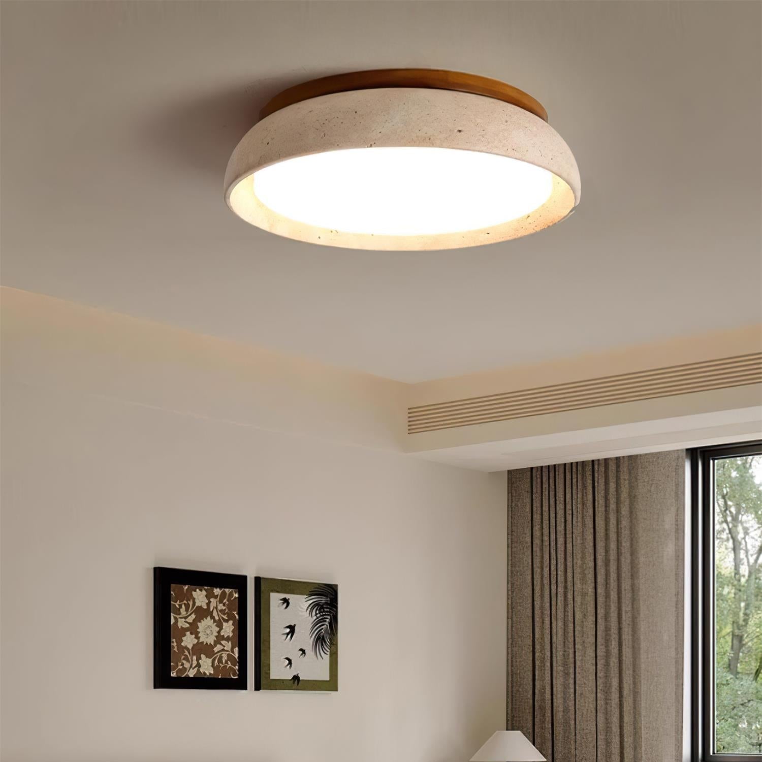 Kloris Ceiling Light Fixture | Natural Travertine, Modern Minimalist Design, LED 6