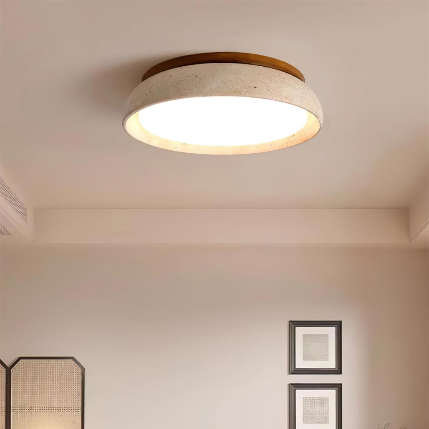 Kloris Ceiling Light Fixture | Natural Travertine, Modern Minimalist Design, LED 7