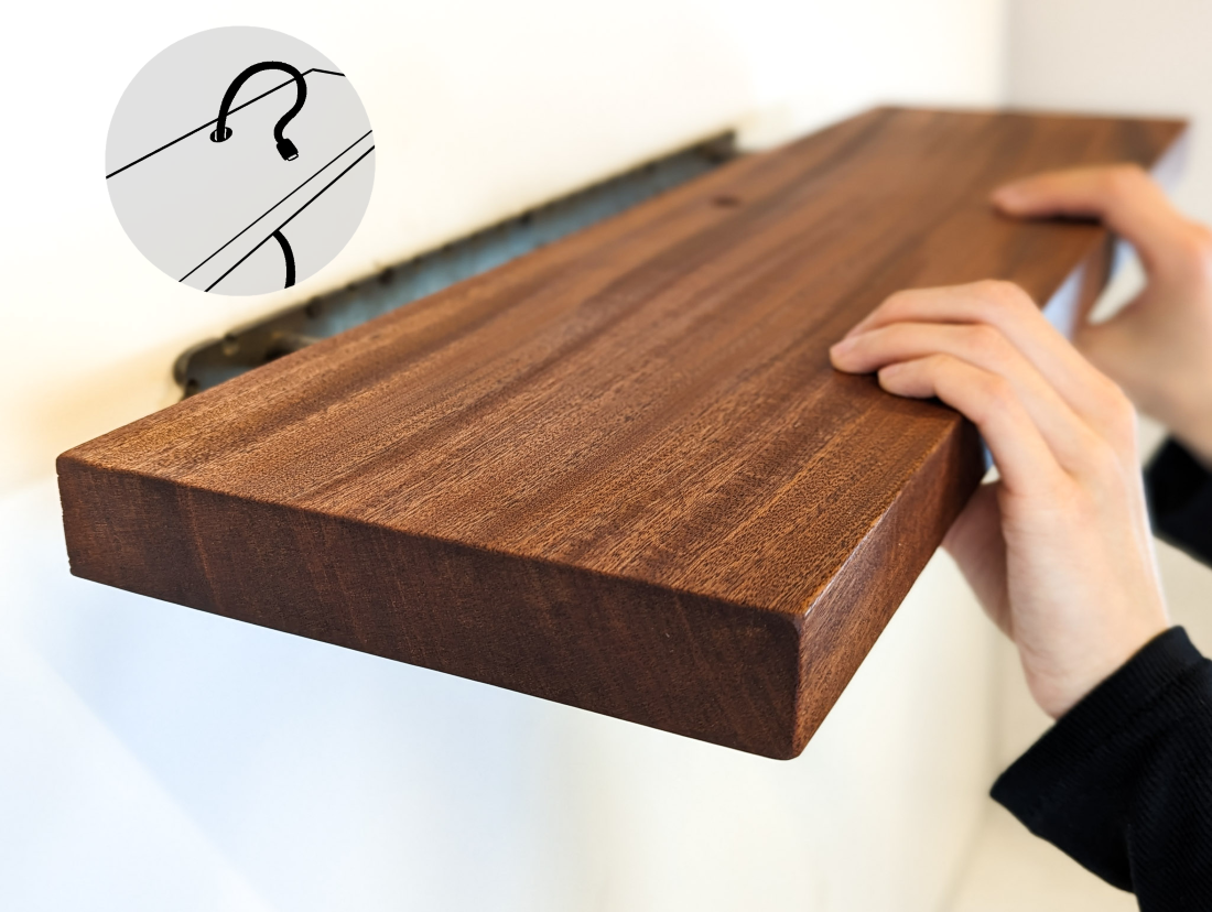 Mara Floating Shelf | Handcrafted Mahogany with Cable Management 0