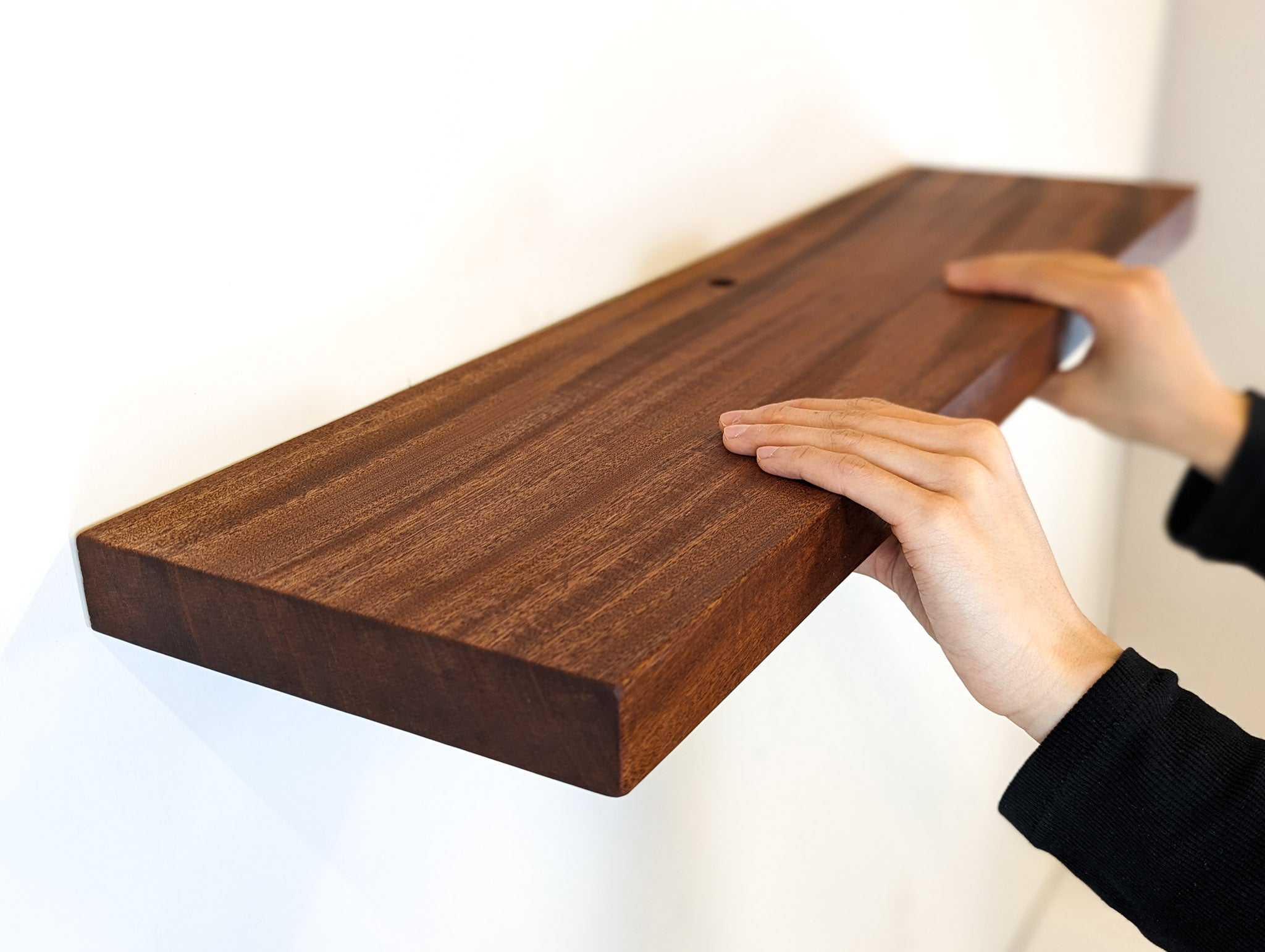 Mara Floating Shelf | Handcrafted Mahogany with Cable Management 1