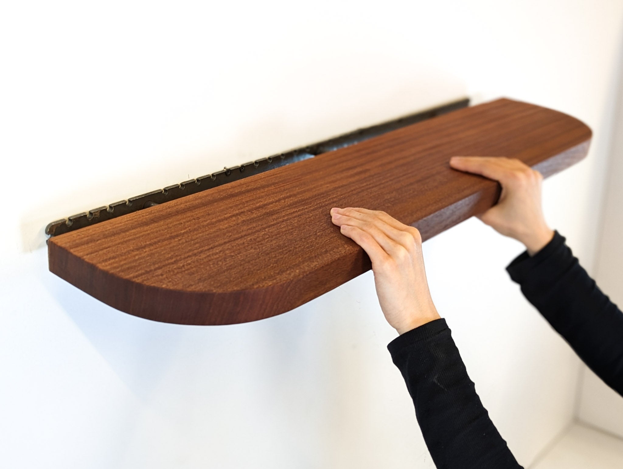 Milo Floating Shelf | Thick Mahogany, Minimalist Design 1