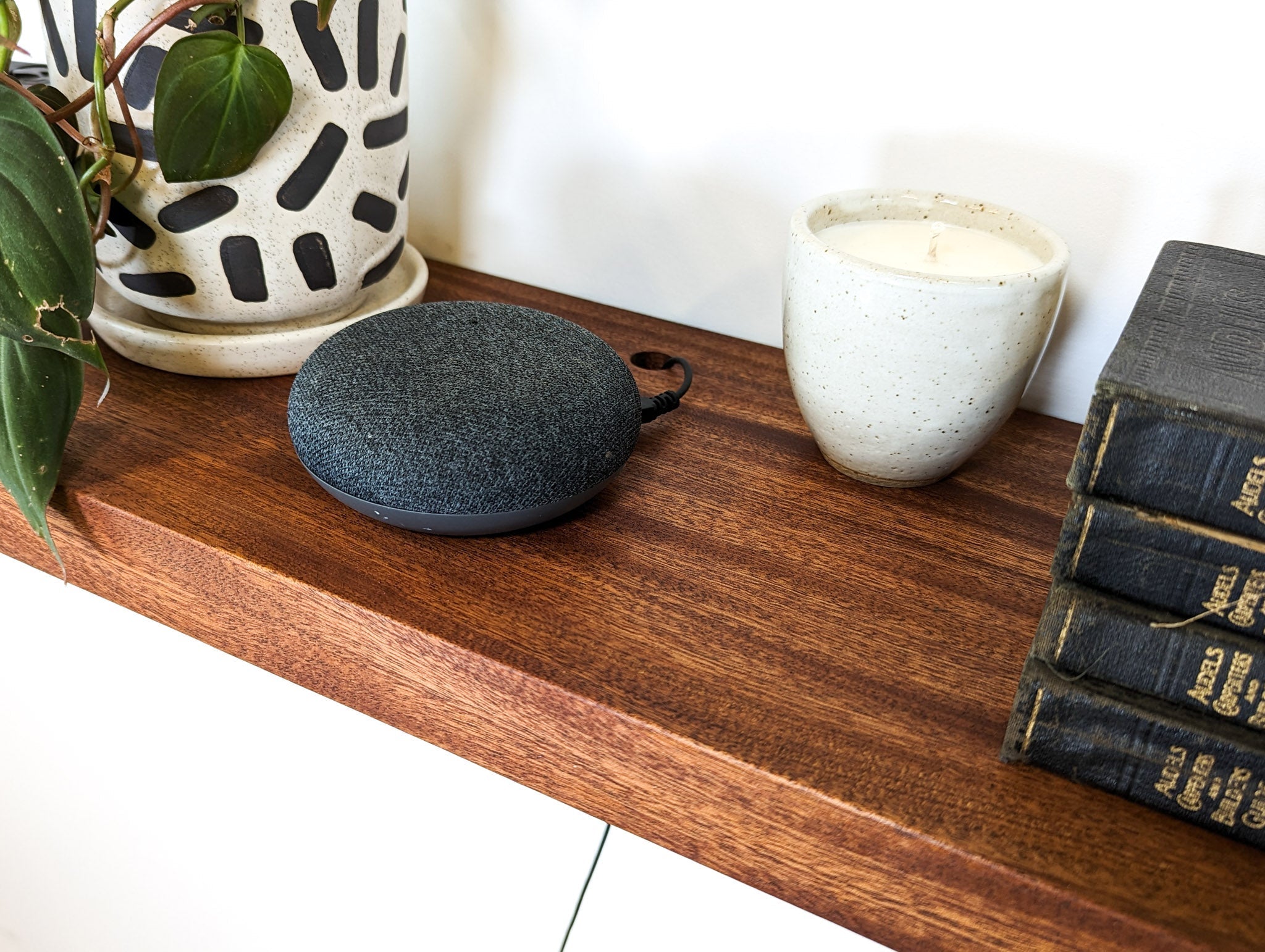 Oaken Floating Shelf | Handcrafted Oak with Grommet Hole for Cable Management 6