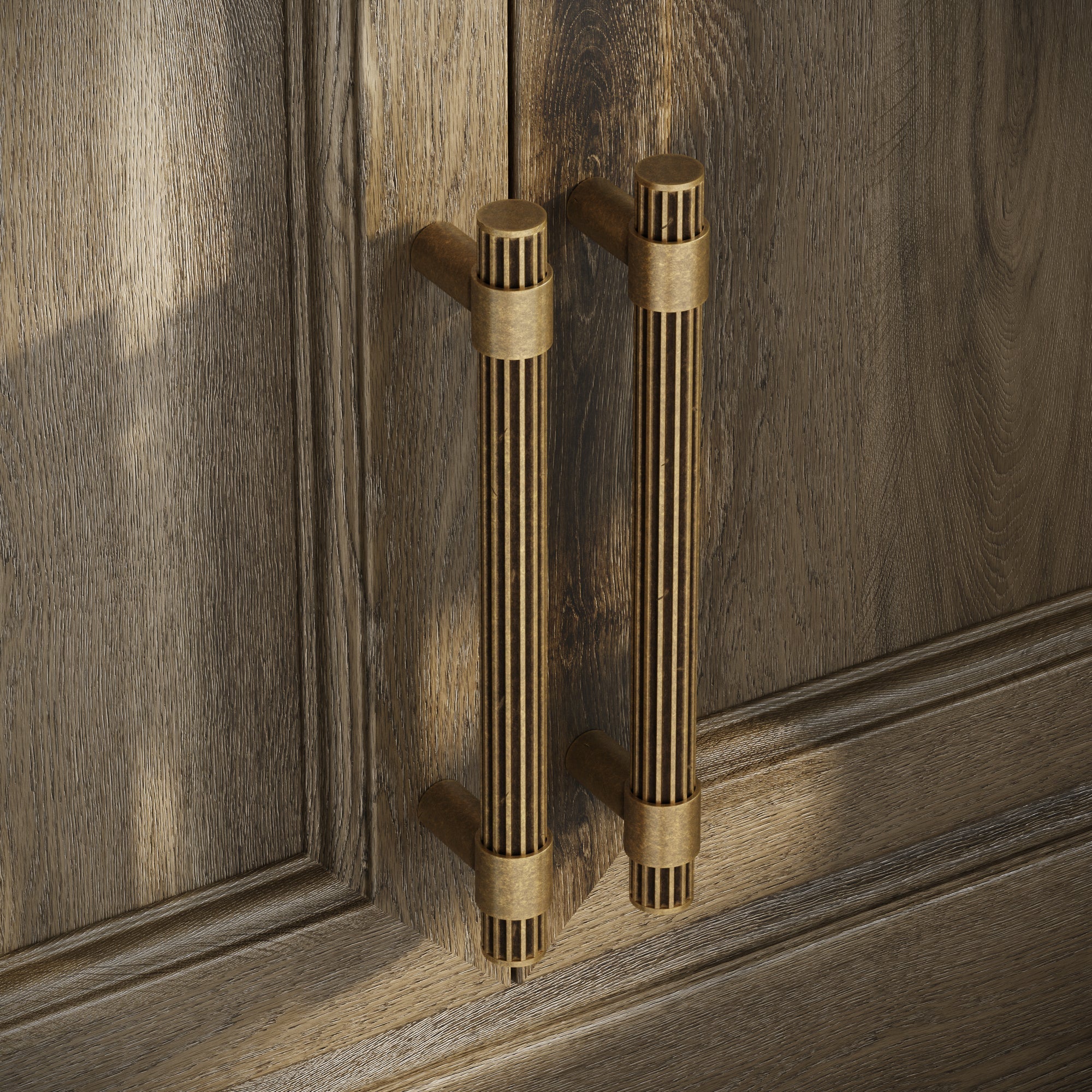 Rocco Cabinet Hardware | Aged Bronze Drawer Pulls, 250mm with Deep Flute Design 0