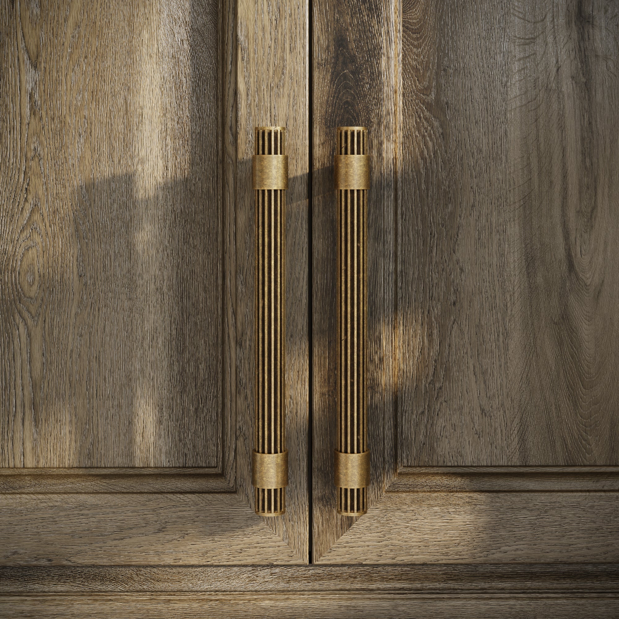 Rocco Cabinet Hardware | Aged Bronze Drawer Pulls, 250mm with Deep Flute Design 1