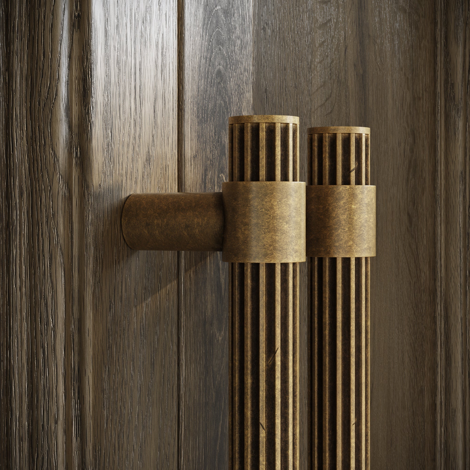 Rocco Cabinet Hardware | Aged Bronze Drawer Pulls, 250mm with Deep Flute Design 2