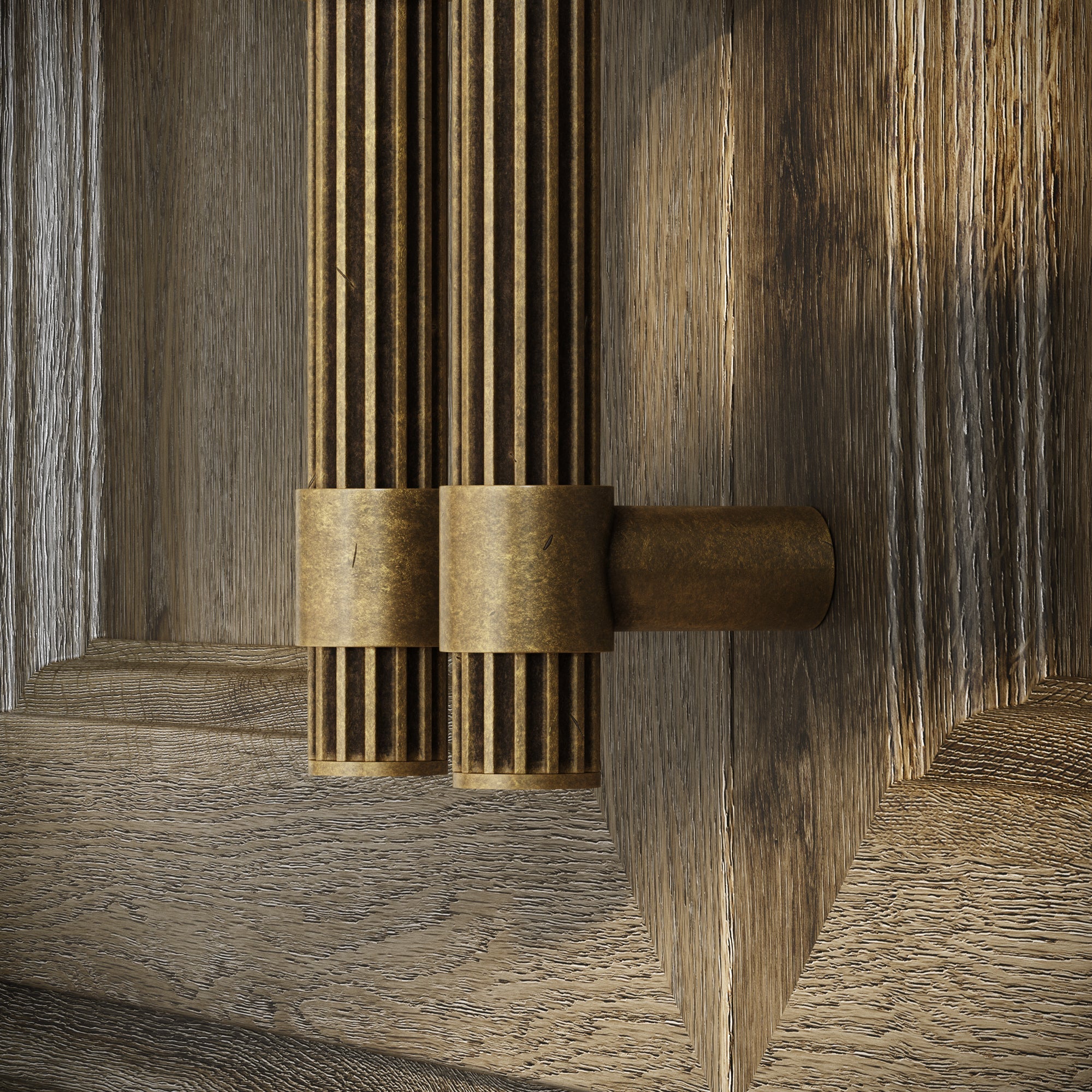 Rocco Cabinet Hardware | Aged Bronze Drawer Pulls, 250mm with Deep Flute Design 3