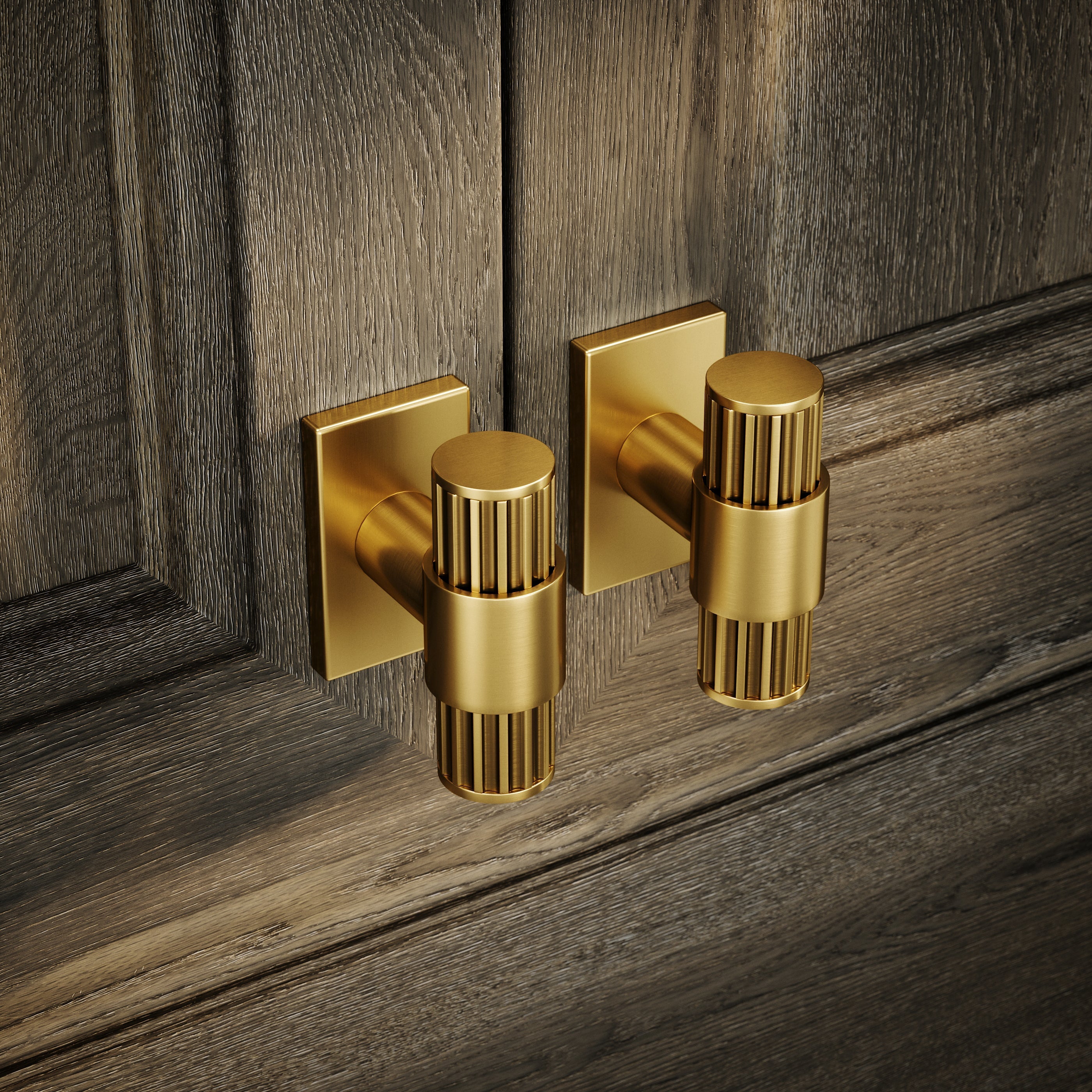 Rola T-Bar Handle | Brushed Gold, Deep Flute Design 0