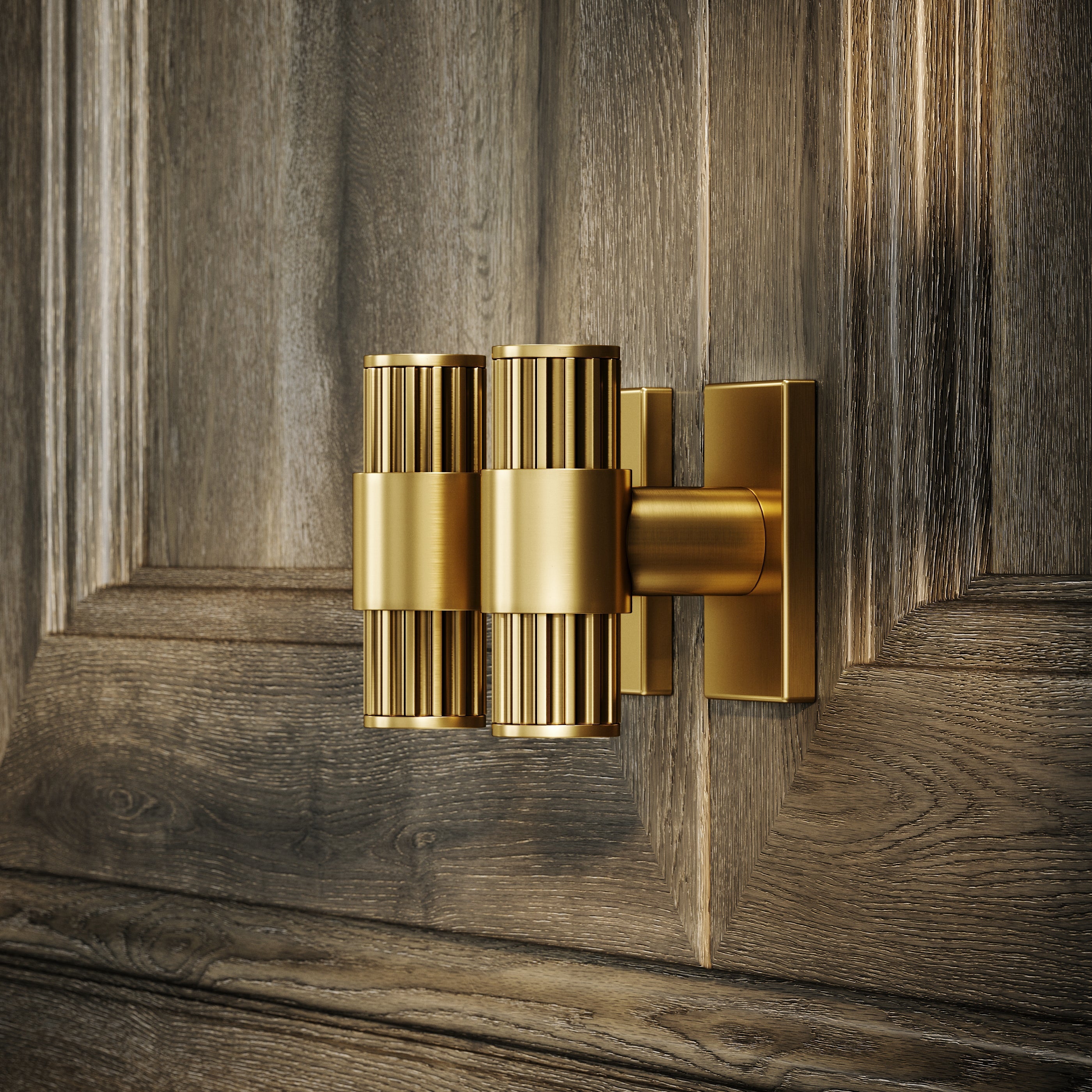 Rola T-Bar Handle | Brushed Gold, Deep Flute Design 3