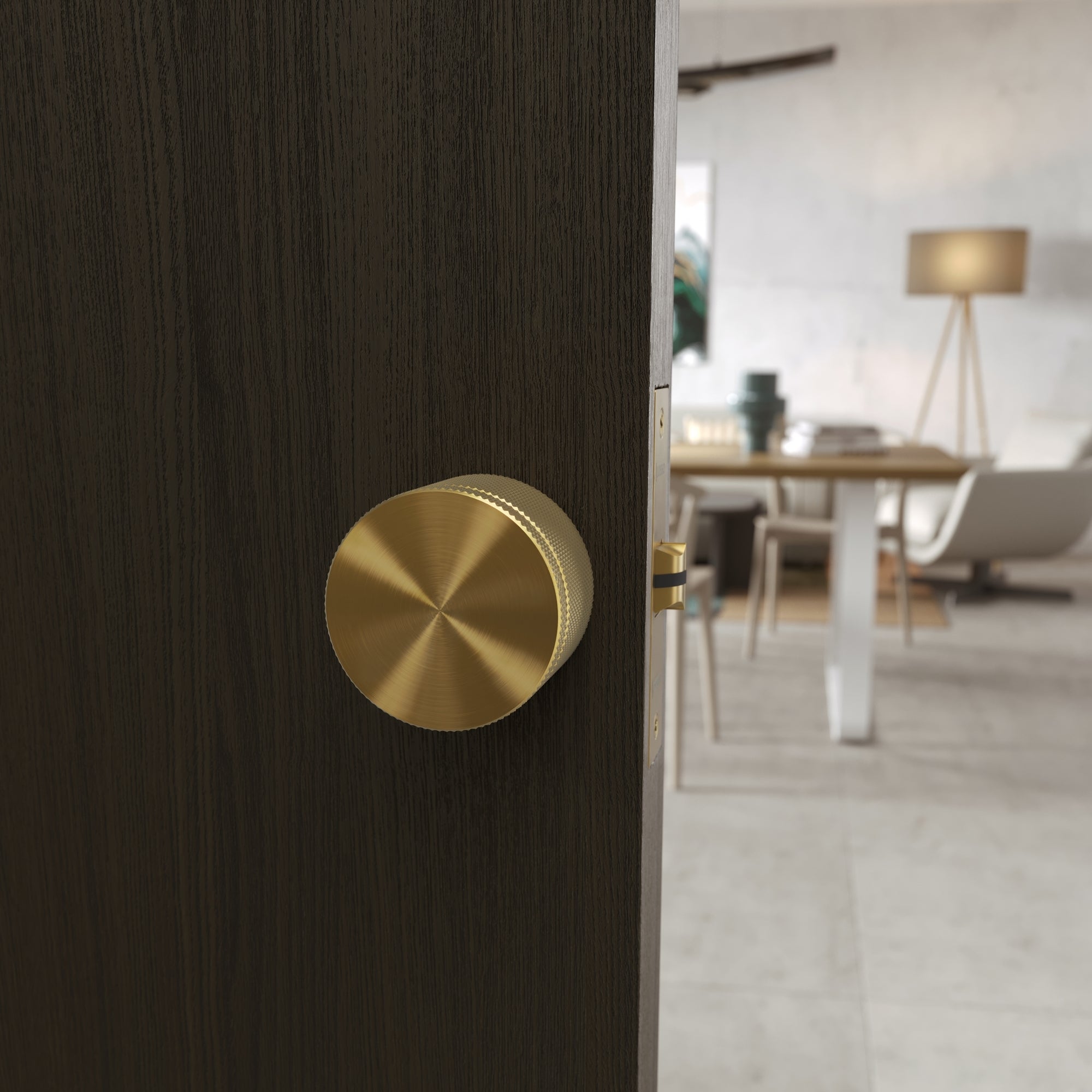Sleek Spectre Door Handle | Brushed Gold, Knurled Design for Internal Doors 4
