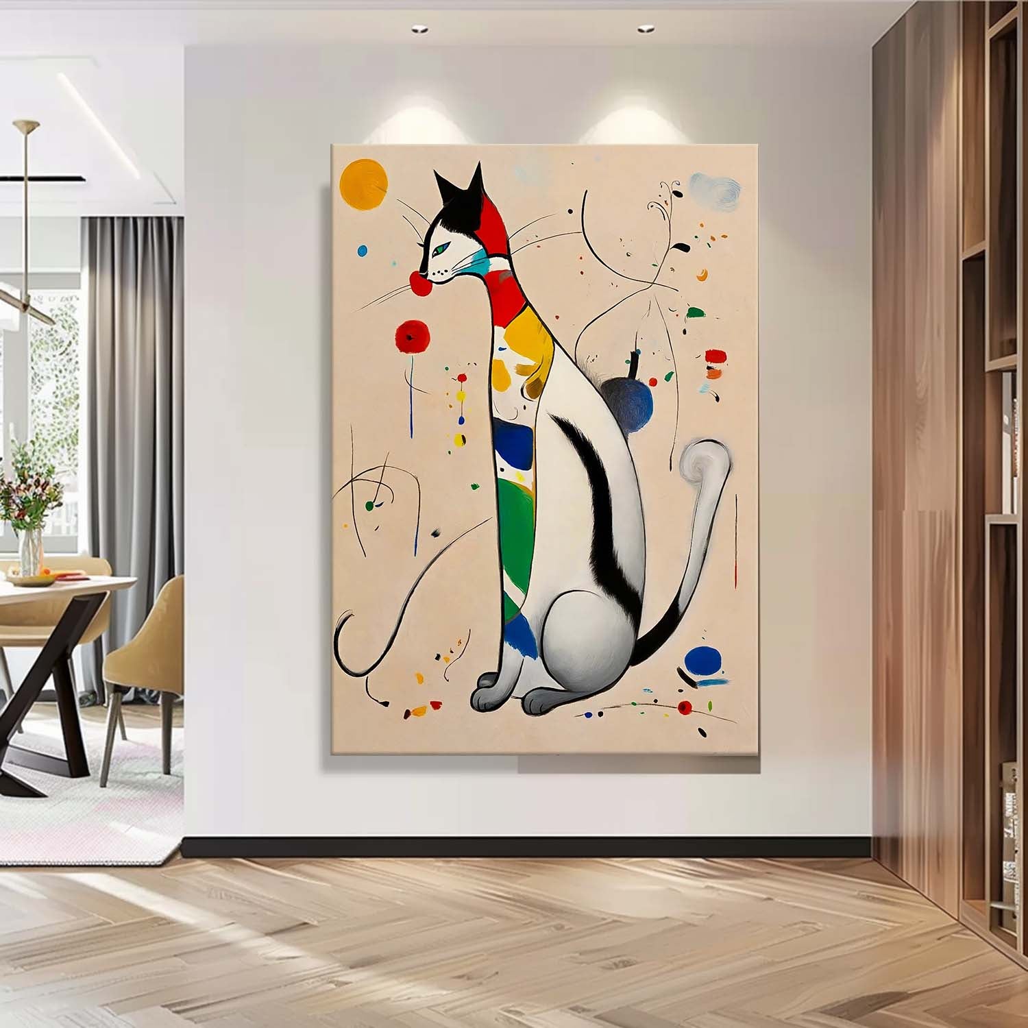 Sura Cat Painting | Vibrant Canvas Art, Handcrafted Oil and Acrylic on Linen 3
