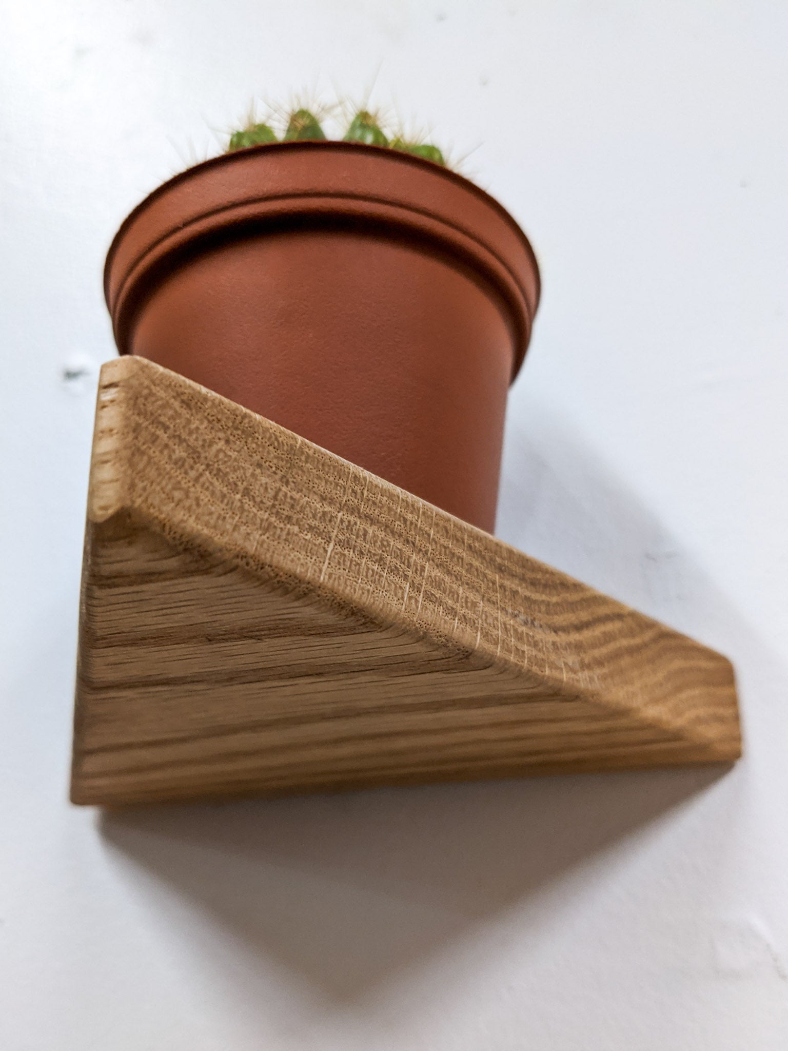 Tara Triangle Shelf | Handmade Solid Oak Wall Shelf, Danish Oil Finish 3