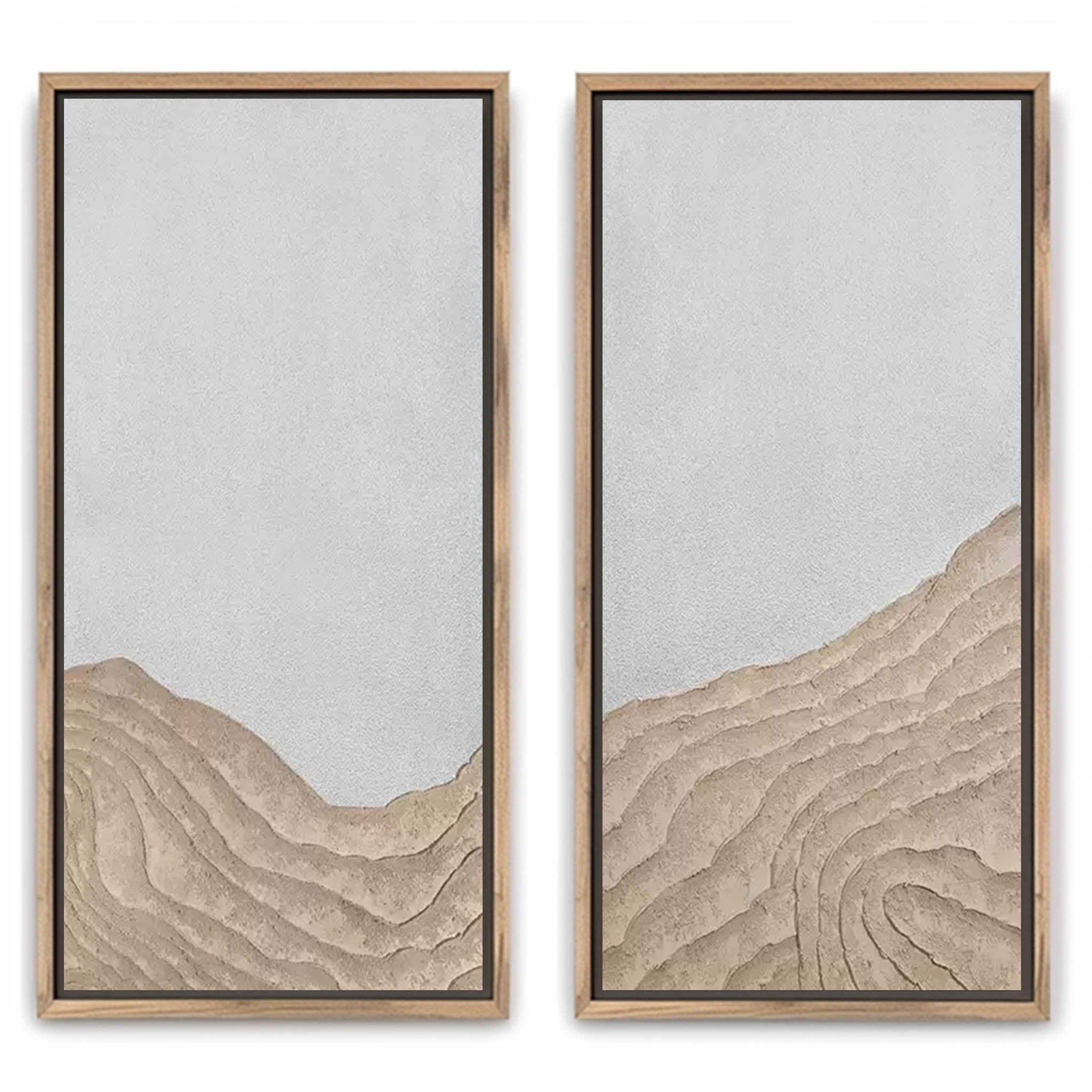 Wabi-Sabi Sea Relief Wall Art | Hand-Painted Canvas Prints, Unique Plaster Design 0