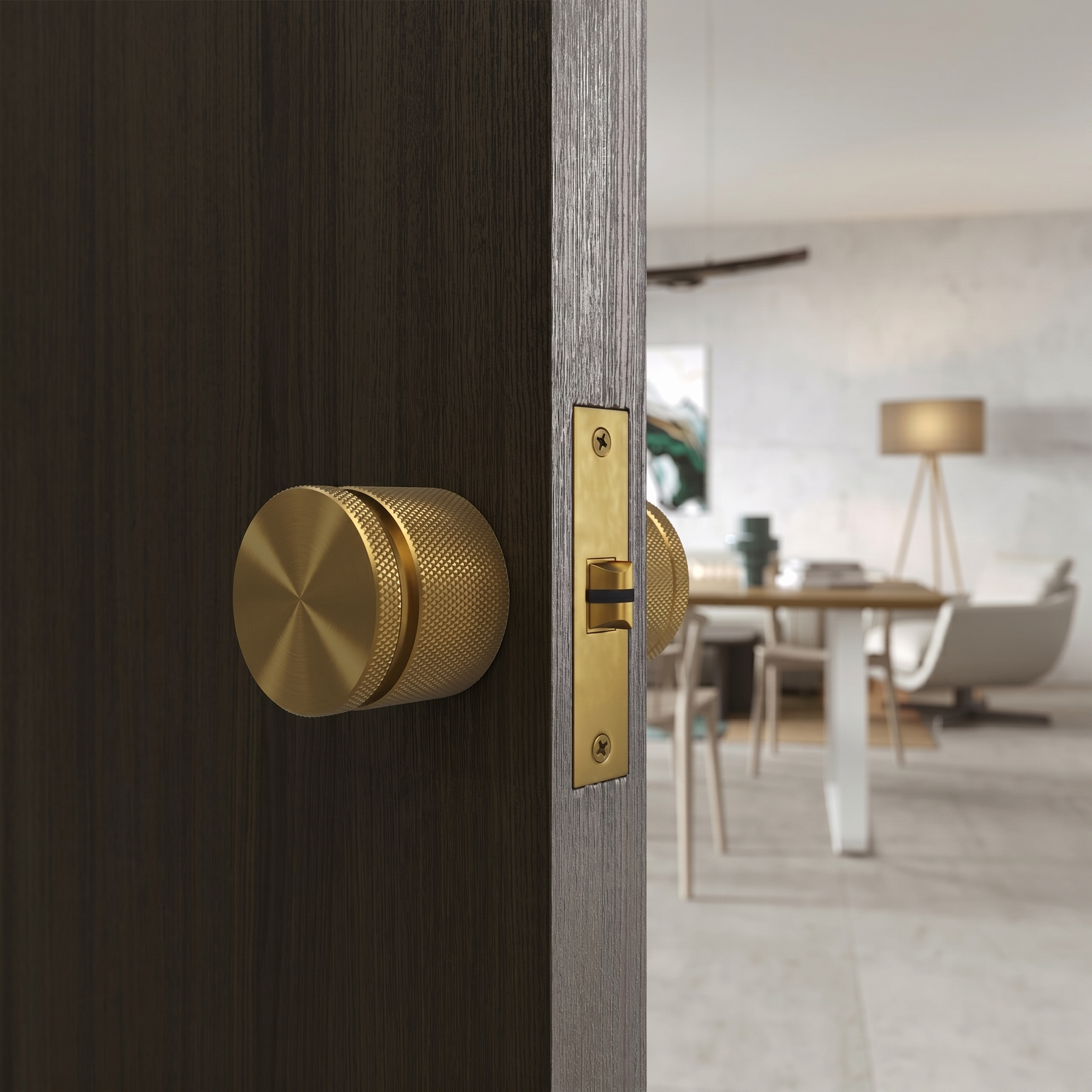 Sleek Spectre Door Handle | Brushed Gold, Knurled Design for Internal Doors 0