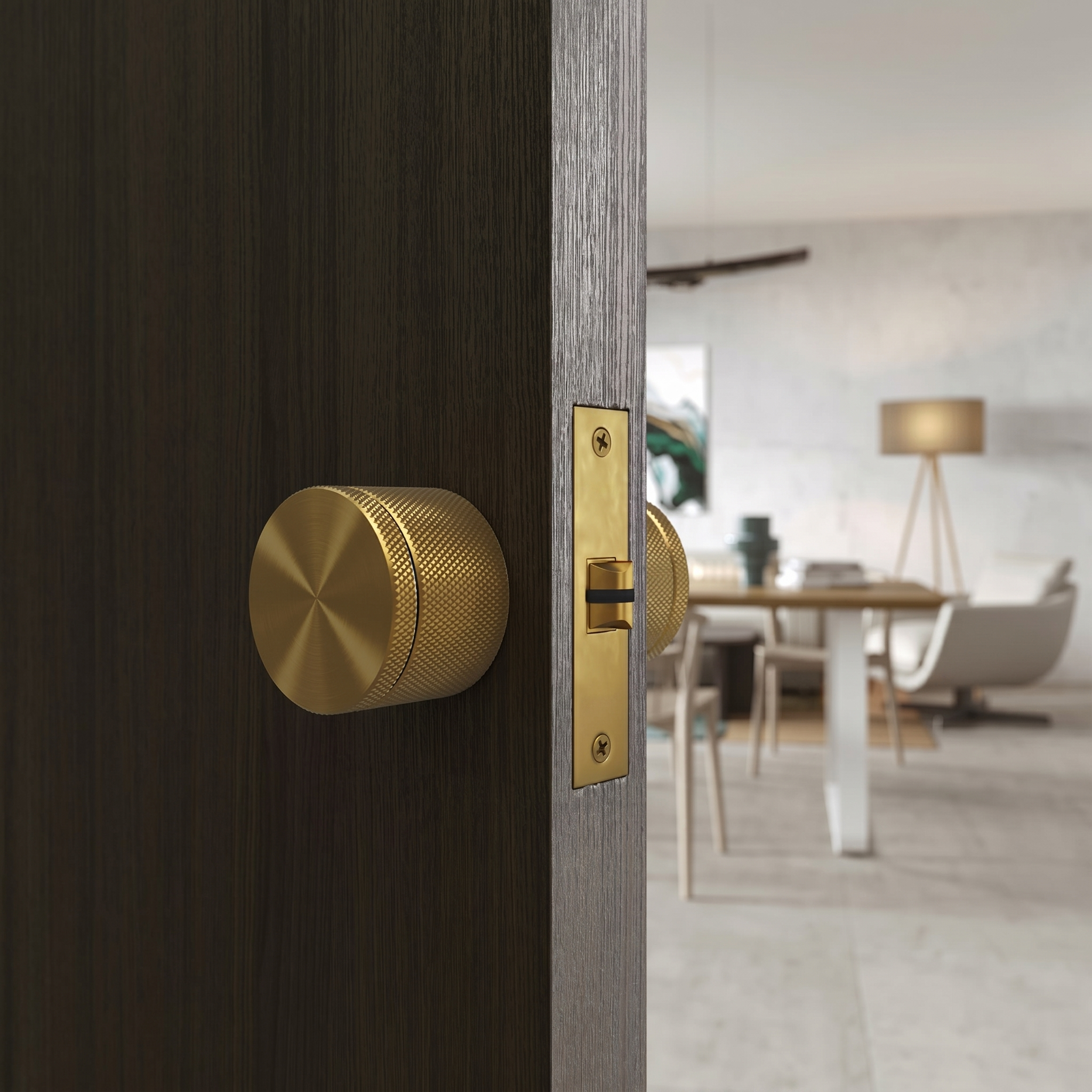 Sleek Spectre Door Handle | Brushed Gold, Knurled Design for Internal Doors 3