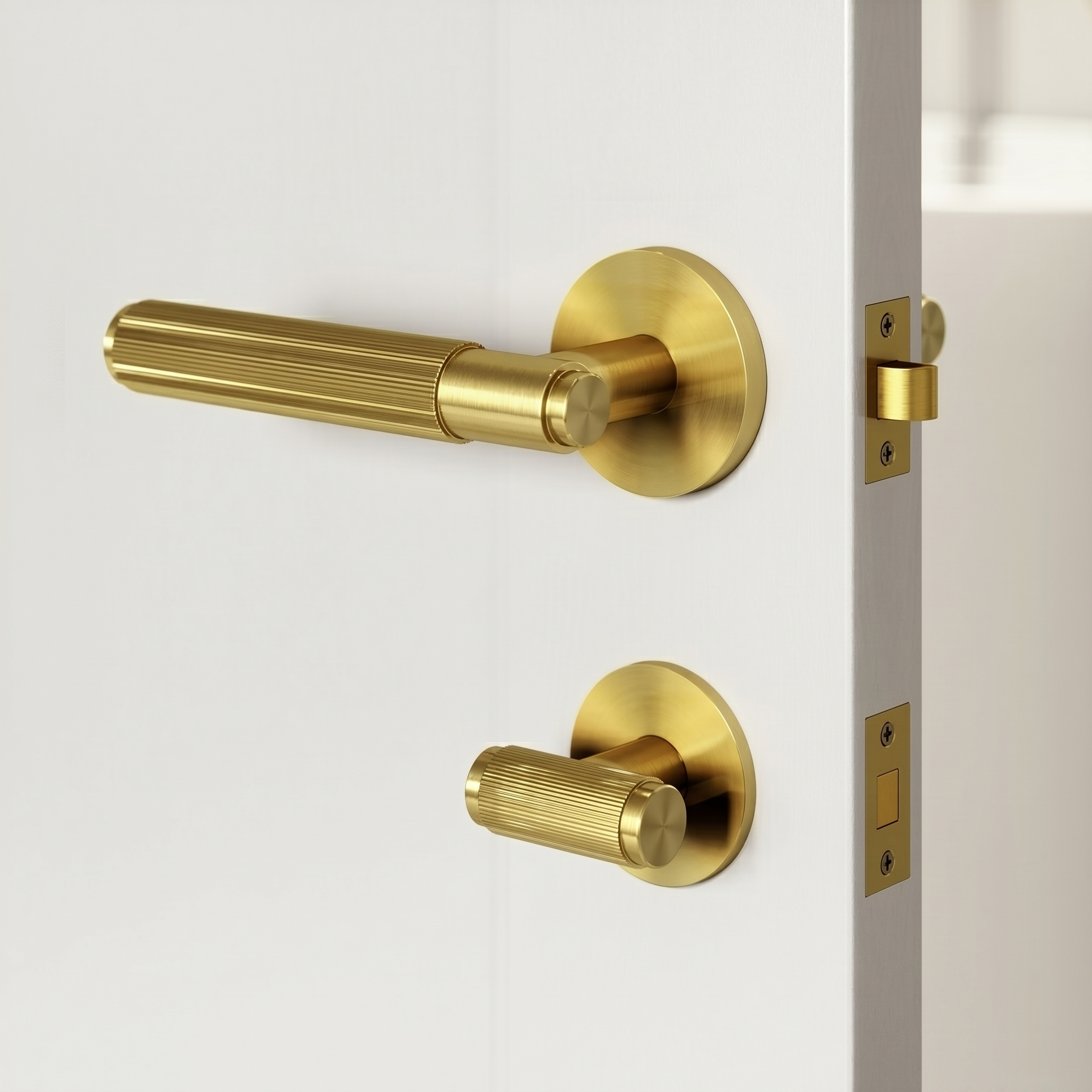 Dali Fluted Latch Set | Brushed Gold, Durable Steel 0