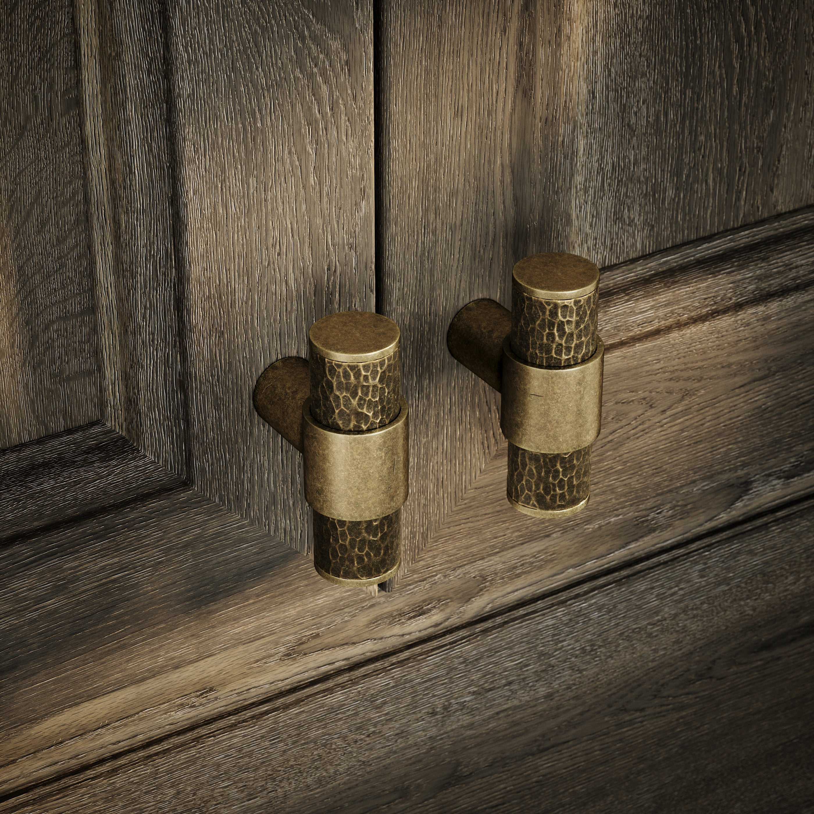 Chester Cabinet Hardware | Solid Brass, Aged Bronze Hammered Drawer Pulls 0