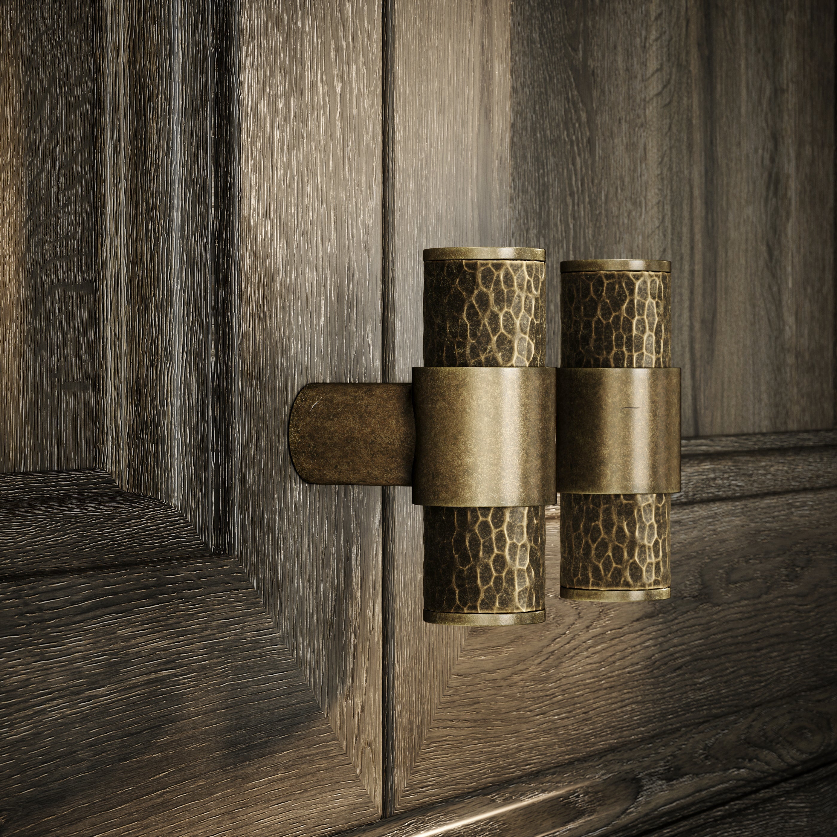 Chester Cabinet Hardware | Solid Brass, Aged Bronze Hammered Drawer Pulls 2