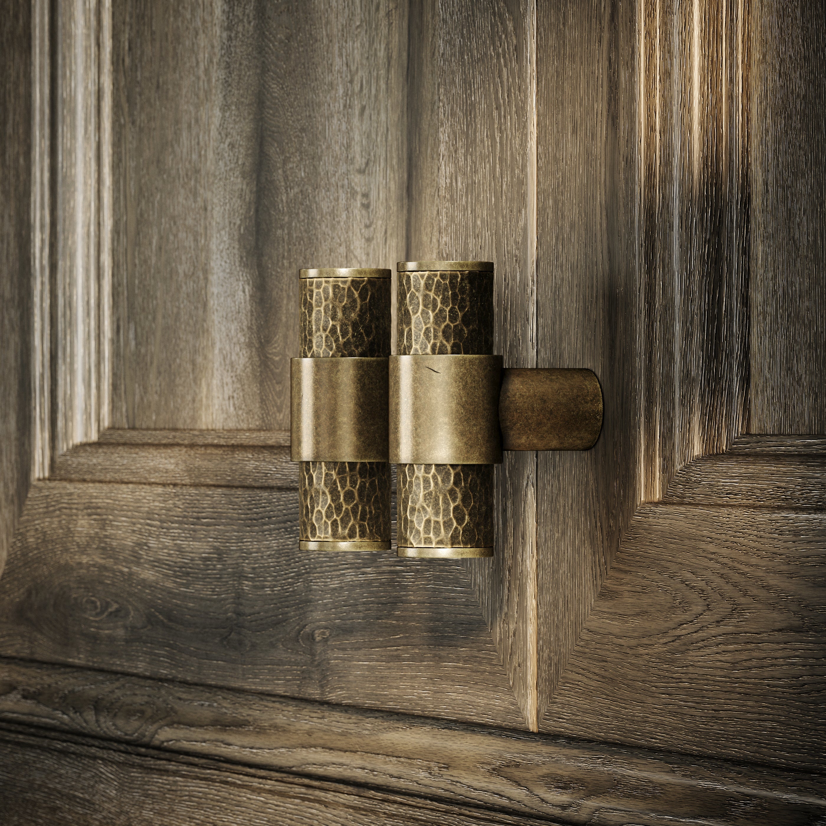 Chester Cabinet Hardware | Solid Brass, Aged Bronze Hammered Drawer Pulls 3