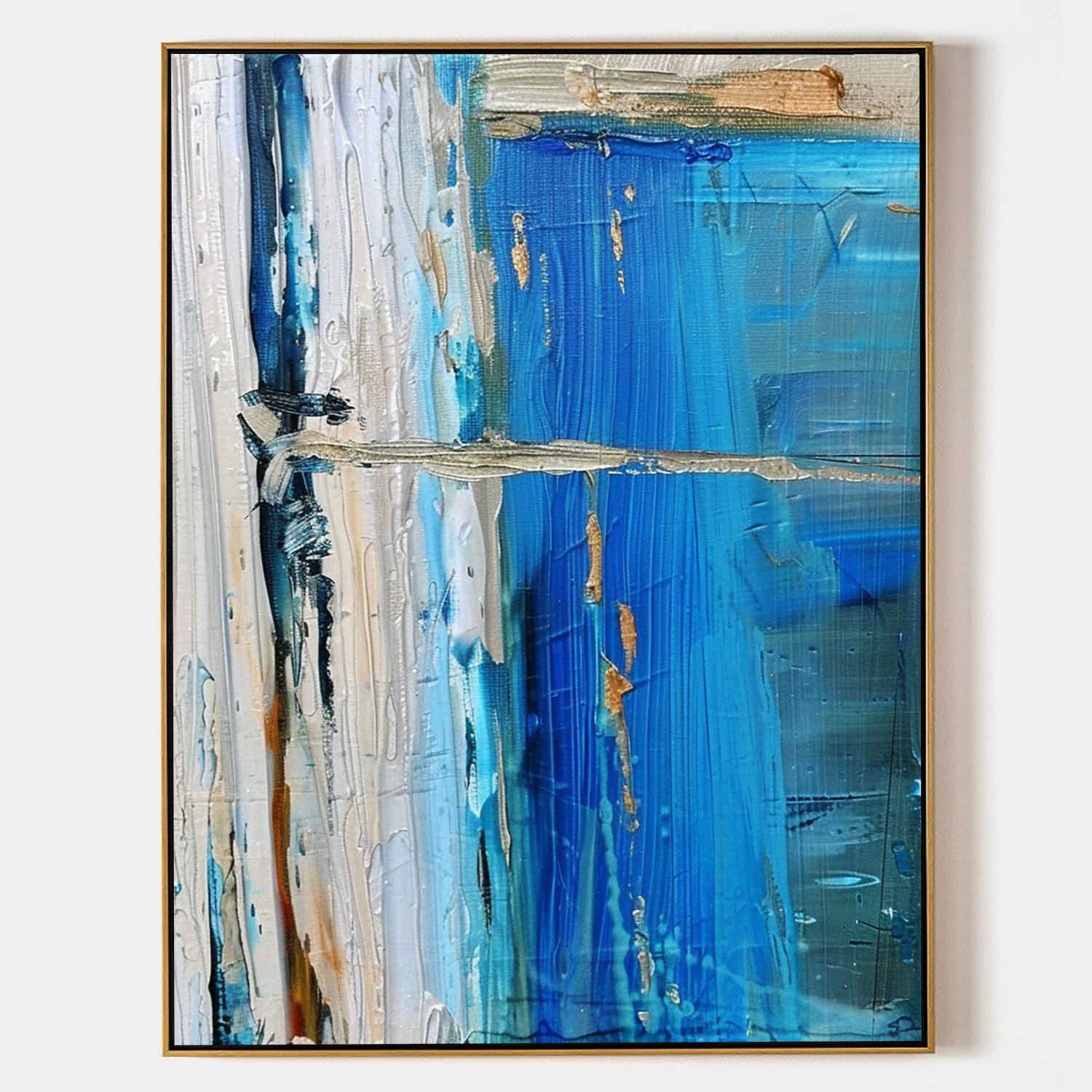 Cobalt Coastal Canvas Art | Hand-Painted Modern Abstract Print 1