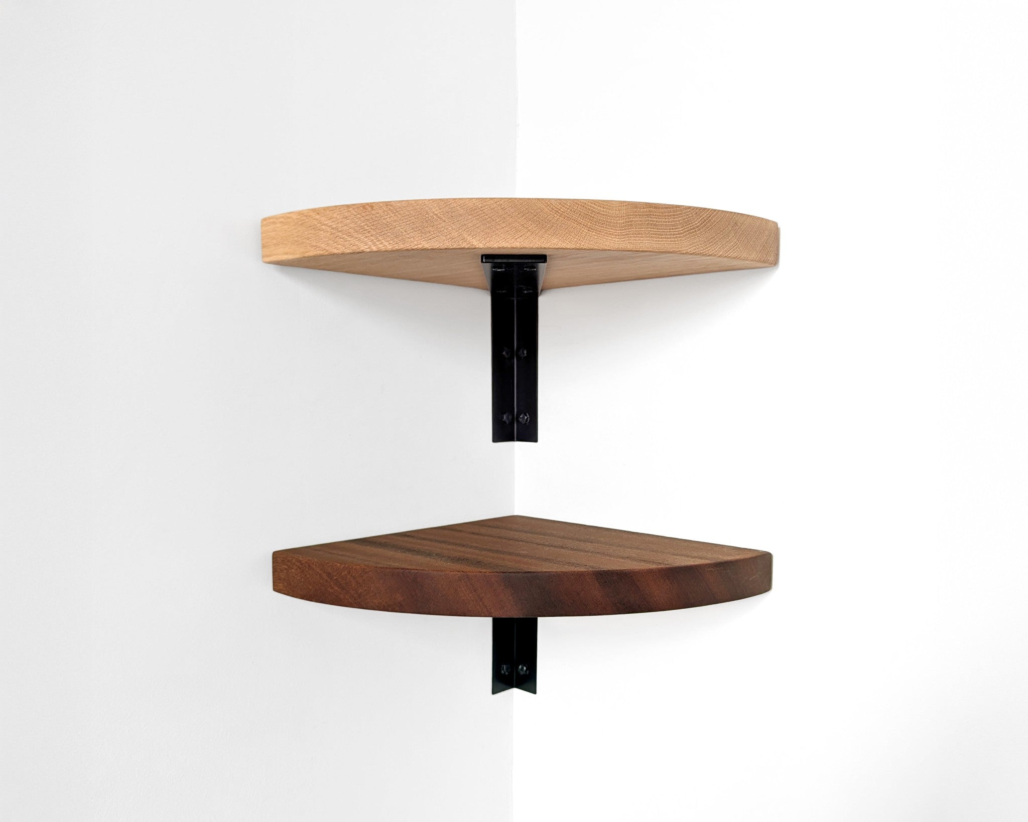 Cora Corner Shelf Unit | Handmade Solid Wood with Steel Bracket 1