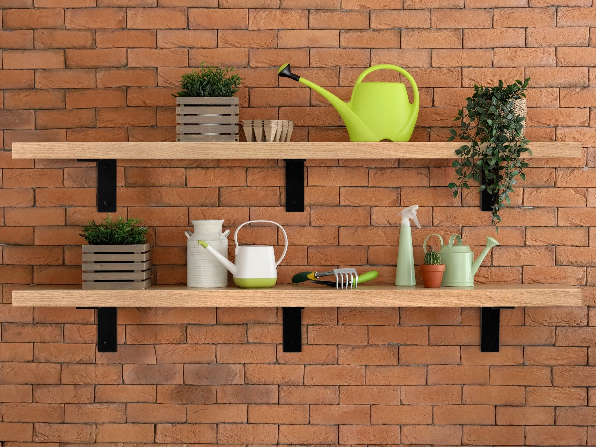 Dura Deep Shelf | Solid Wood with Black Steel Brackets, Ideal for Bathroom Storage and Wall Shelves 1