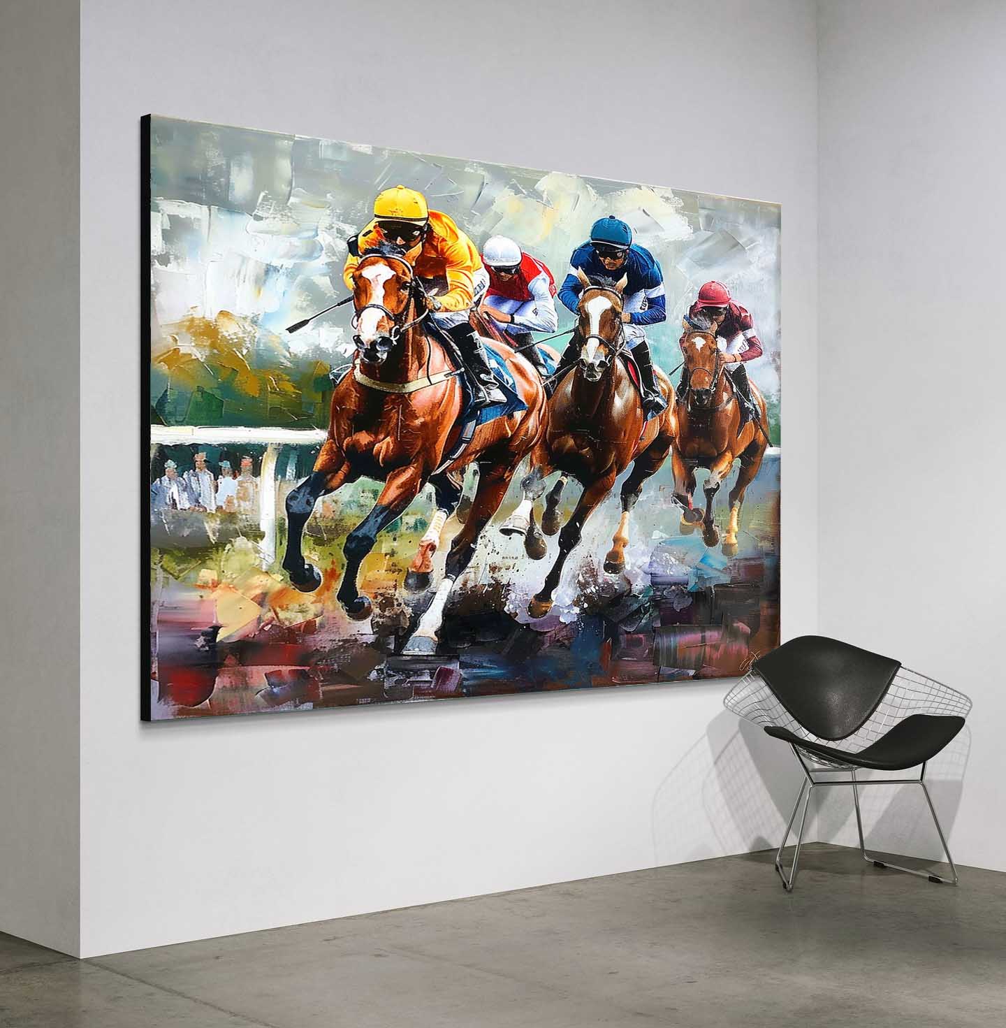 Dynamo Horse Racing Art | Hand-Painted, Customizable Canvas 0