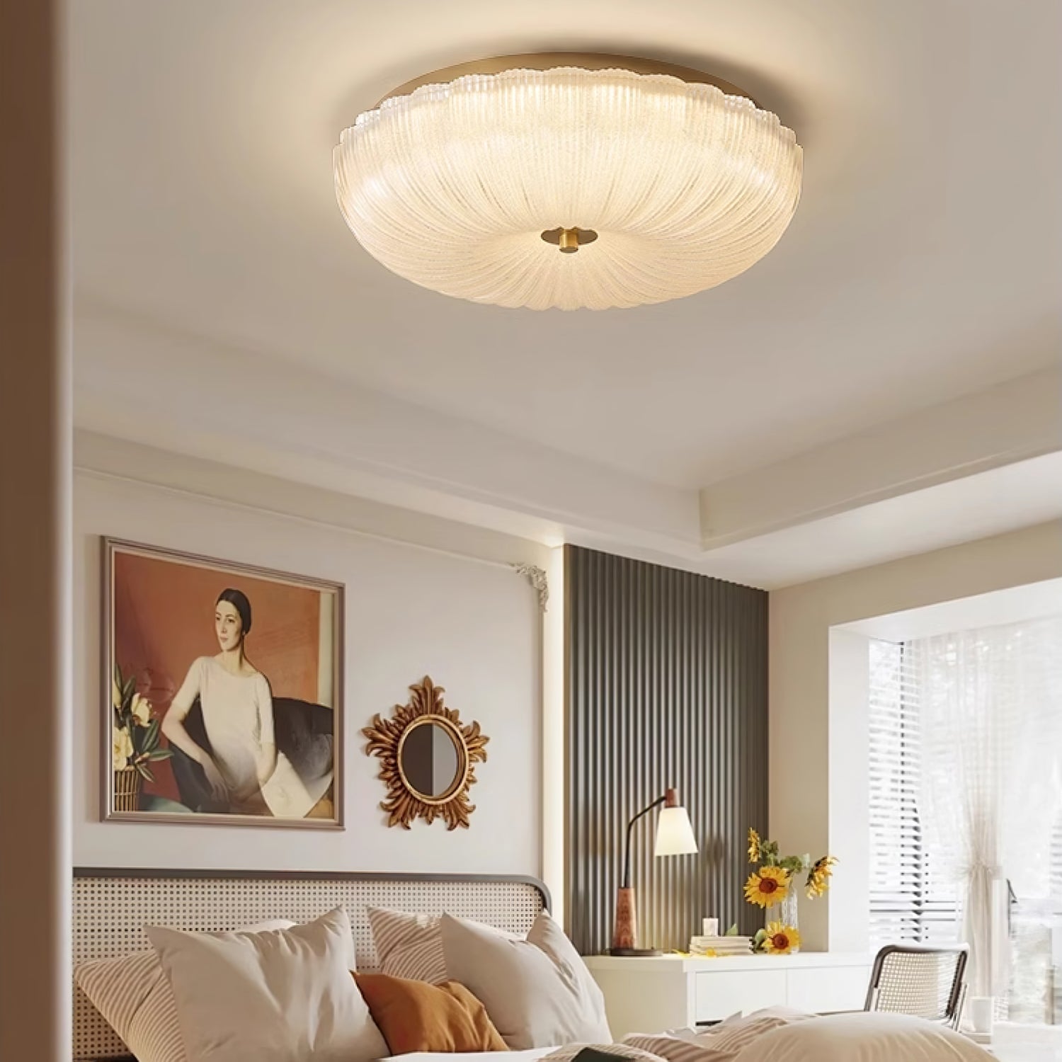 Haven Ceiling Light Fixture | Ripple Glass, Integrated LED, Hardwired 3