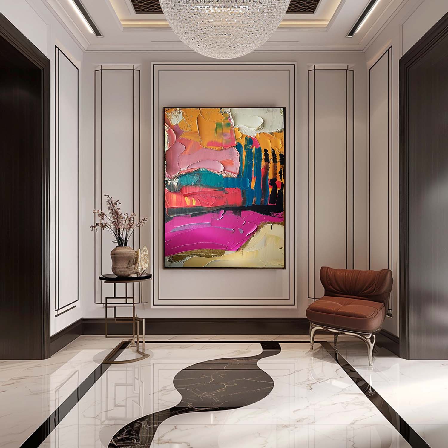 Iris Colorful Wall Art | Hand-Painted Canvas Prints, Abstract Minimalism 2