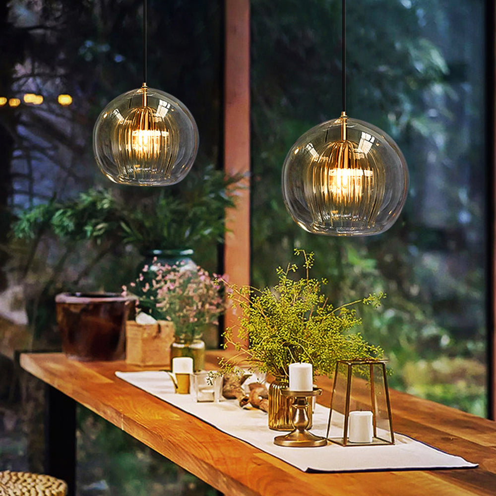 Juno Glass Pendant Light | Clear & Amber Shades, Modern Hanging Lights for Kitchen & Dining 2