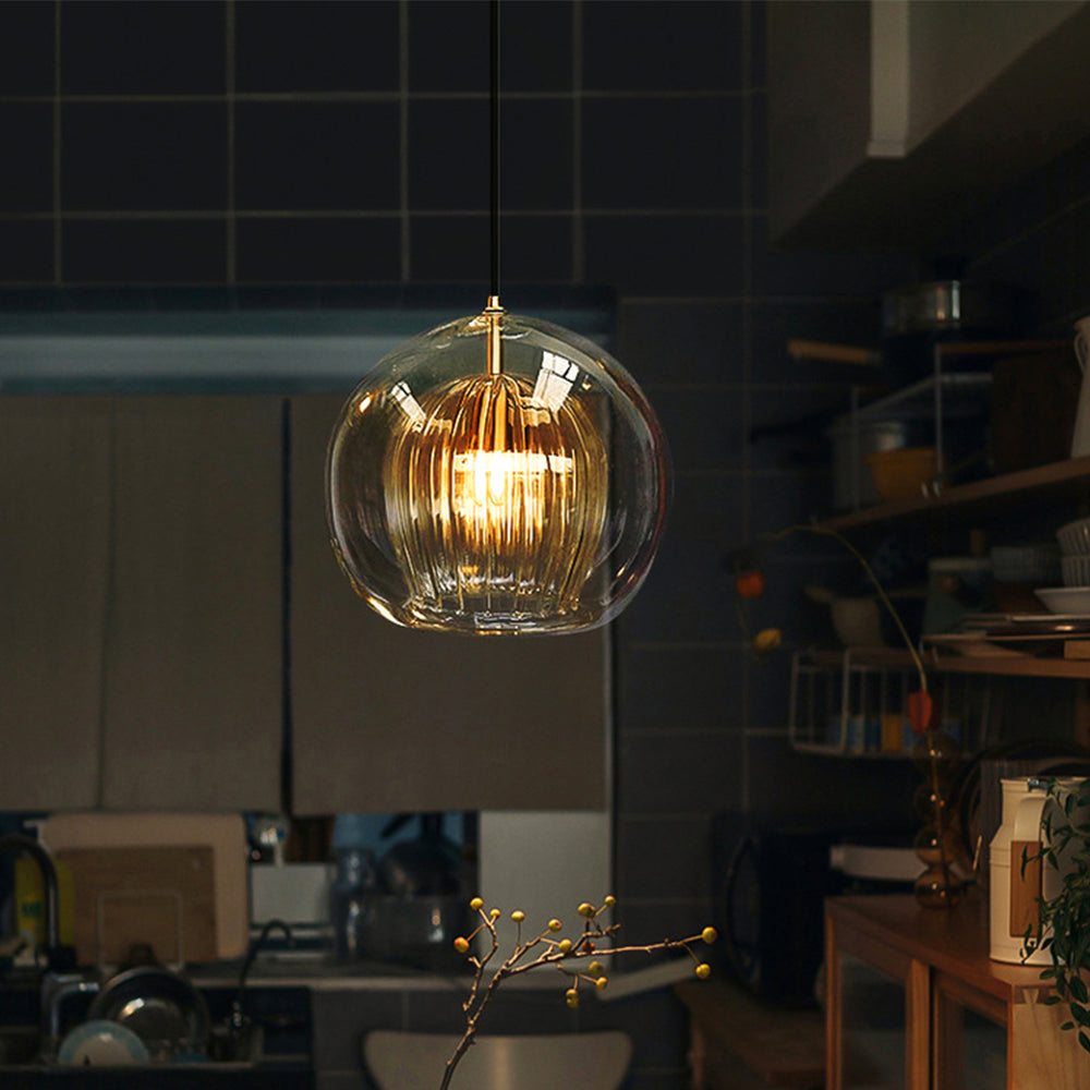Juno Glass Pendant Light | Clear & Amber Shades, Modern Hanging Lights for Kitchen & Dining 9
