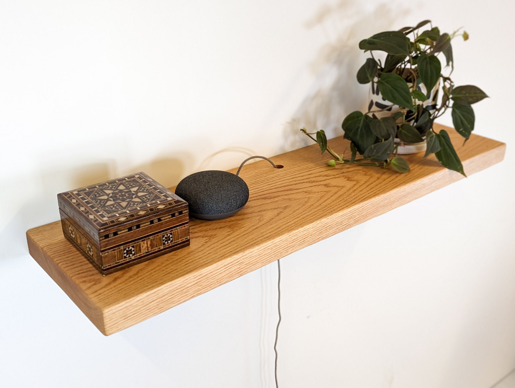 Mara Floating Shelf | Handcrafted Mahogany with Cable Management 6