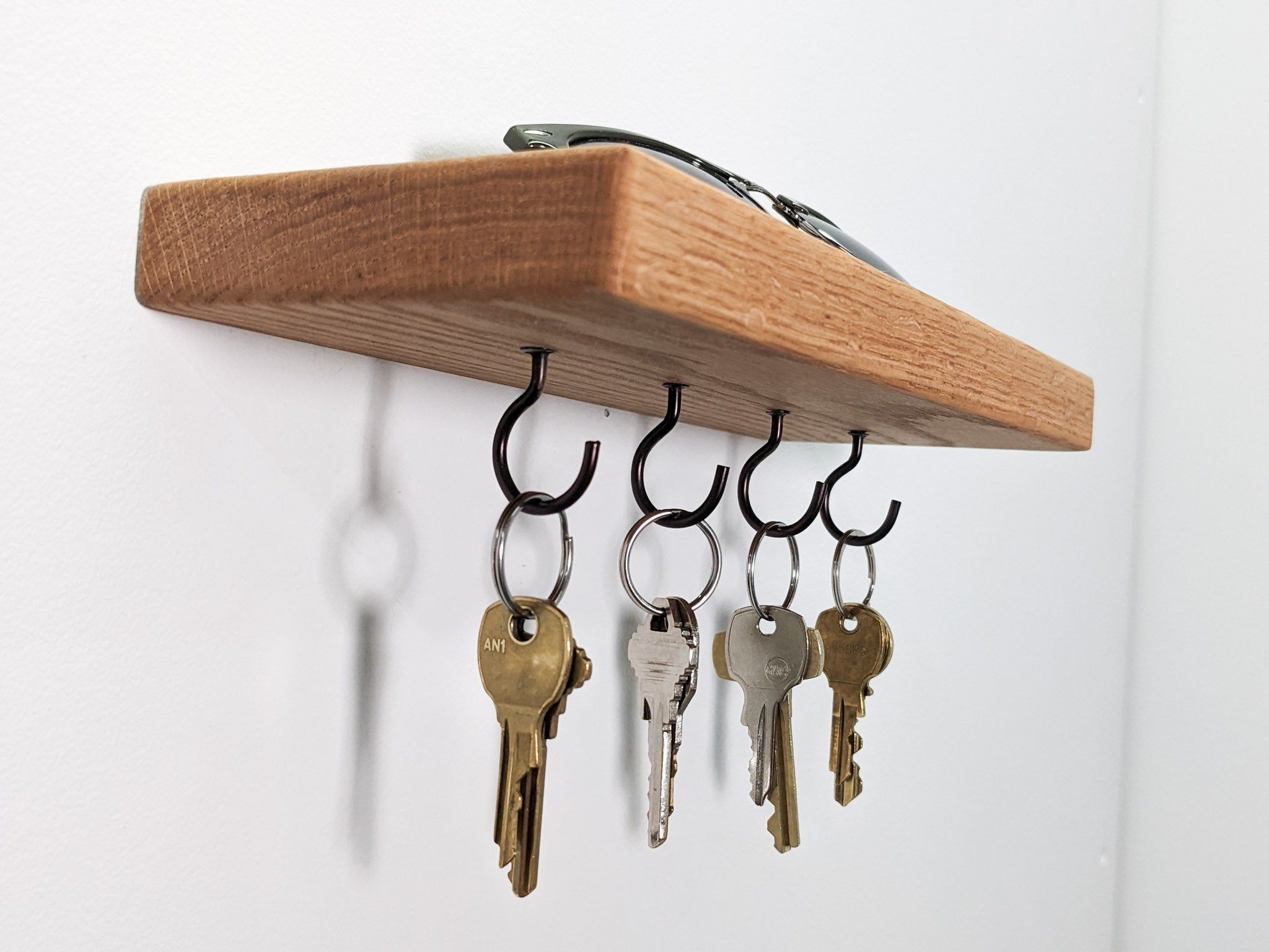 Maverick Key Holder | Elegant Mahogany Wall Shelf with 9 Key Hooks 6