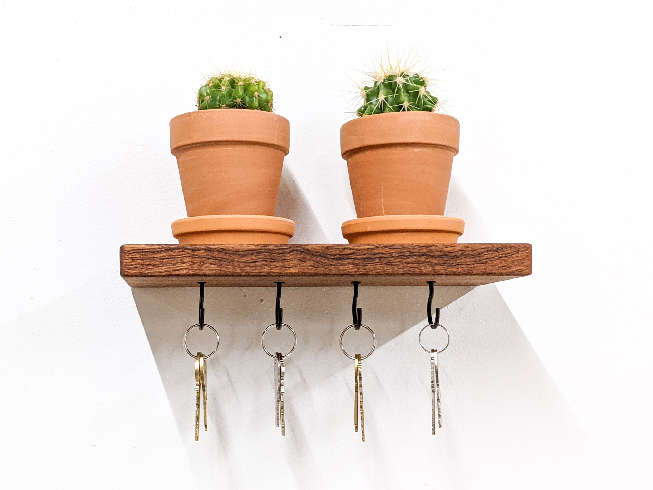 Maverick Key Holder | Elegant Mahogany Wall Shelf with 9 Key Hooks 7