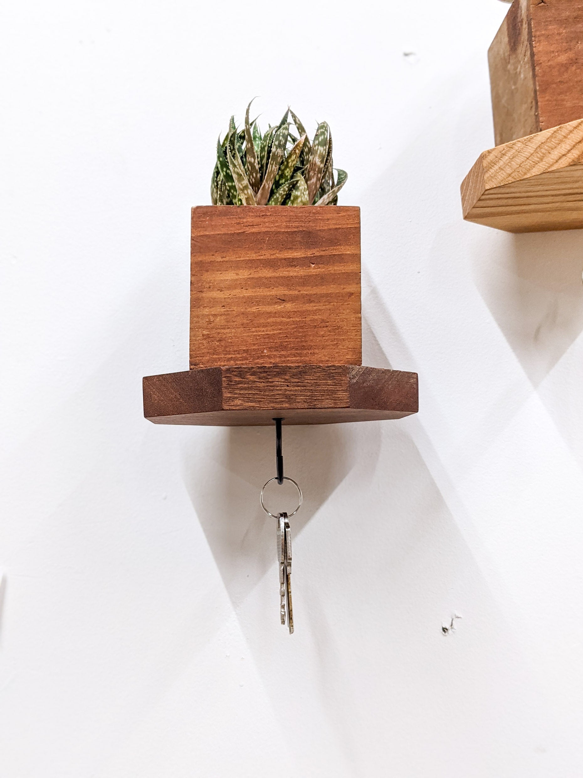 Maverick Octagon Shelf | Custom Mahogany with Key Hooks 1