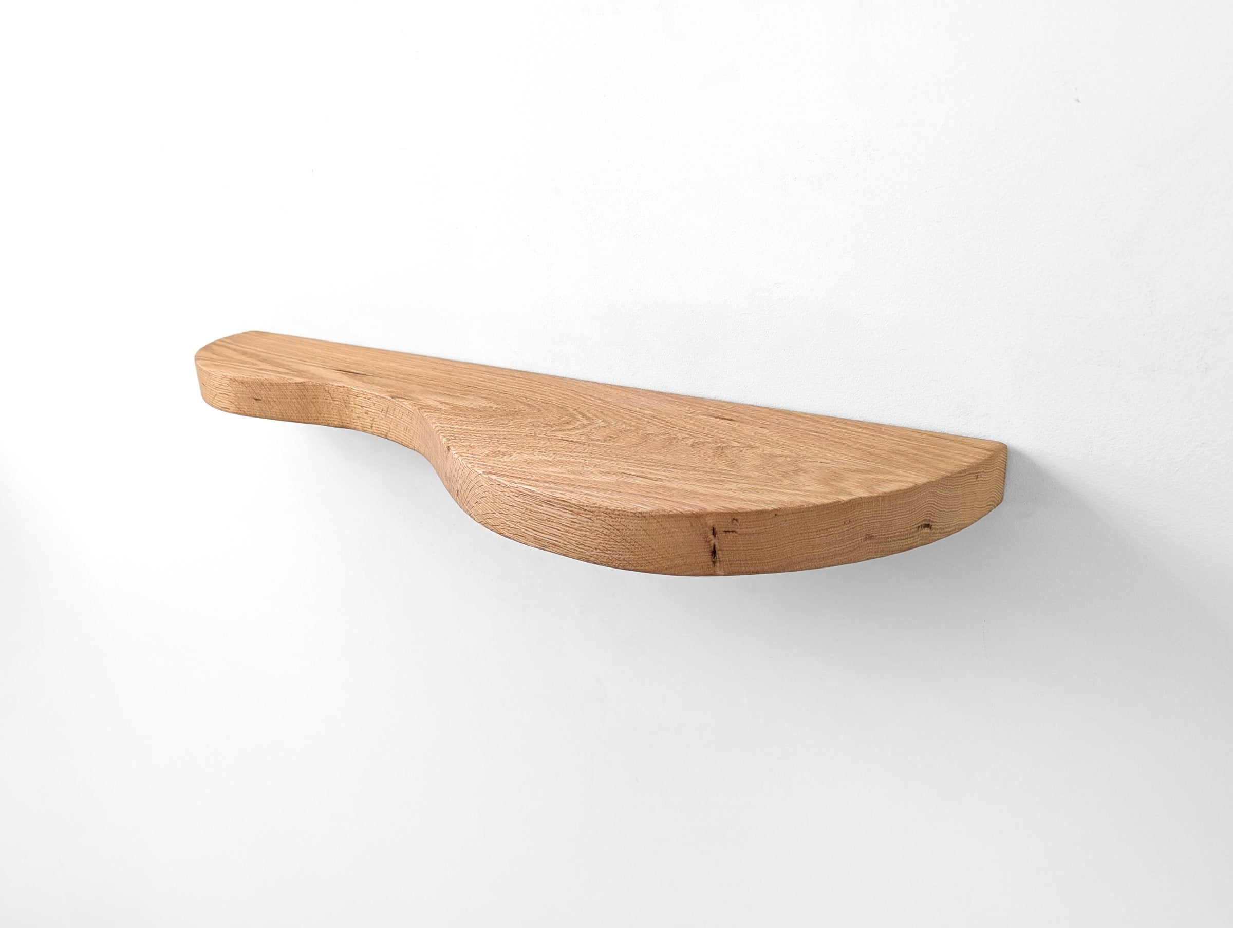 NookWood Double Curve Shelf | Solid Oak Floating Wall Shelf, Handcrafted Design 3
