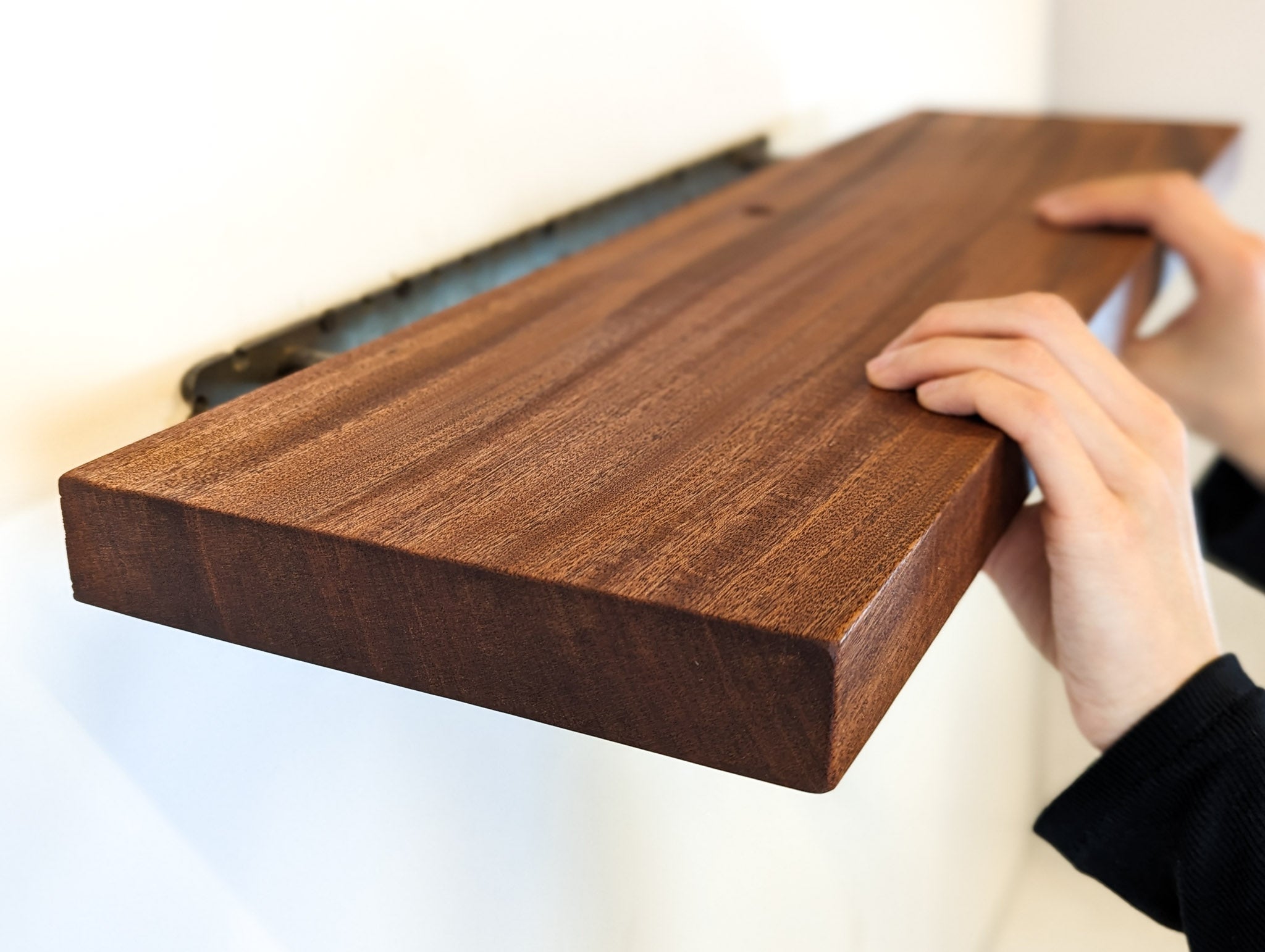 Oaken Floating Shelf | Handcrafted Oak with Grommet Hole for Cable Management 3
