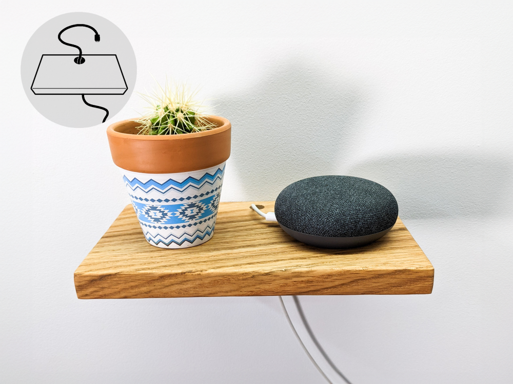 Oasis Oak Shelf | Cord Management, Handcrafted 0