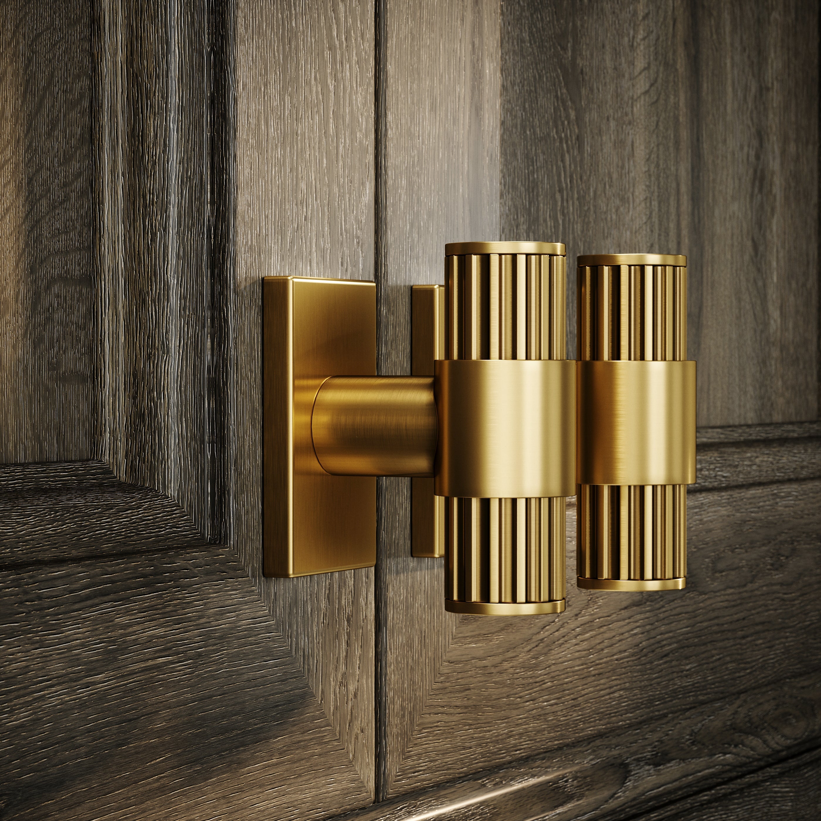 Rola T-Bar Handle | Brushed Gold, Deep Flute Design 2