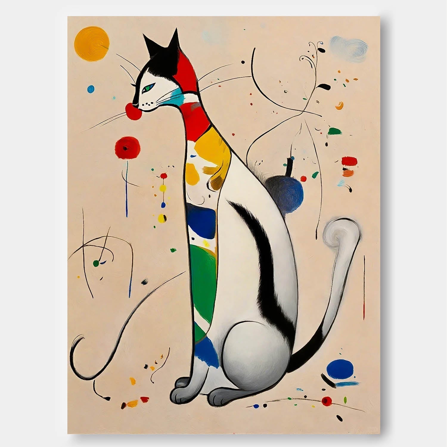 Sura Cat Painting | Vibrant Canvas Art, Handcrafted Oil and Acrylic on Linen 1