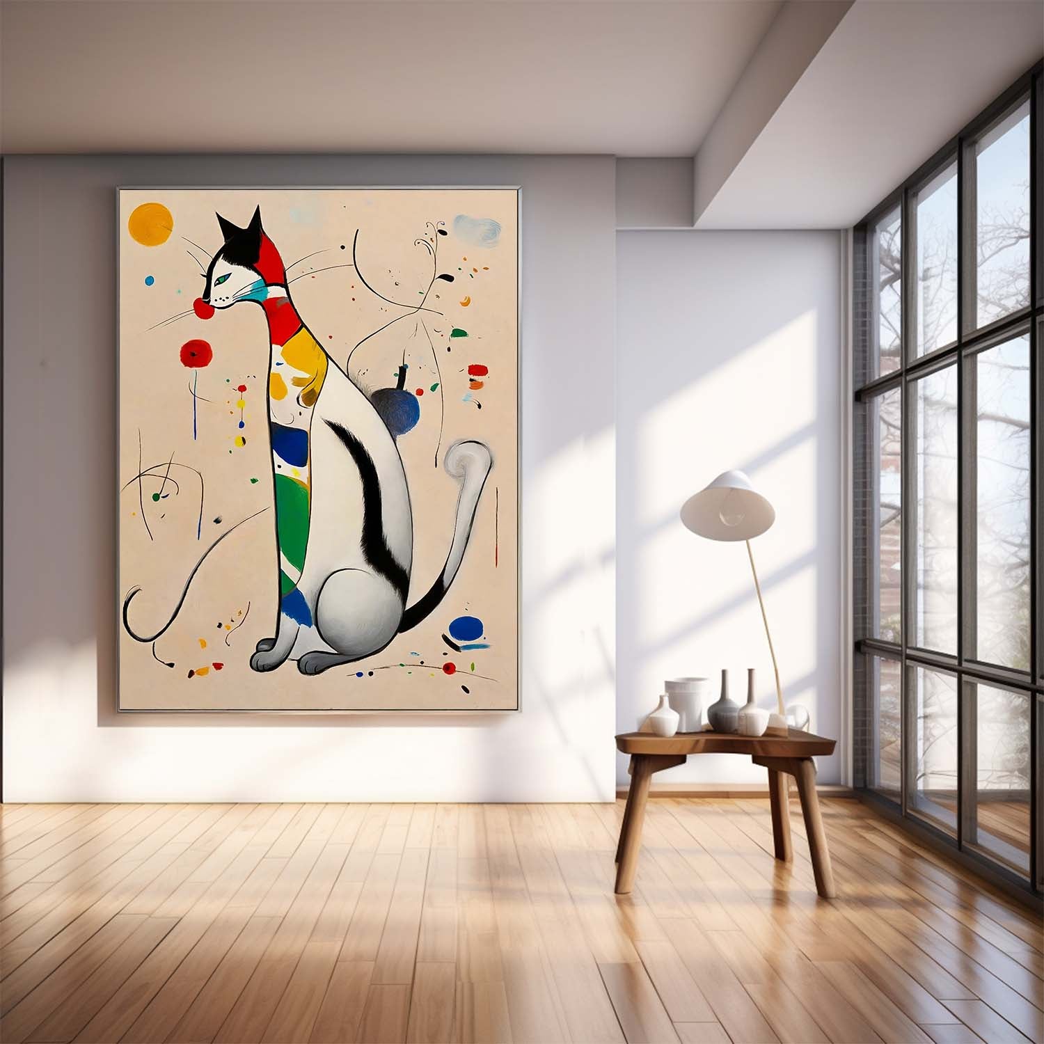 Sura Cat Painting | Vibrant Canvas Art, Handcrafted Oil and Acrylic on Linen 2