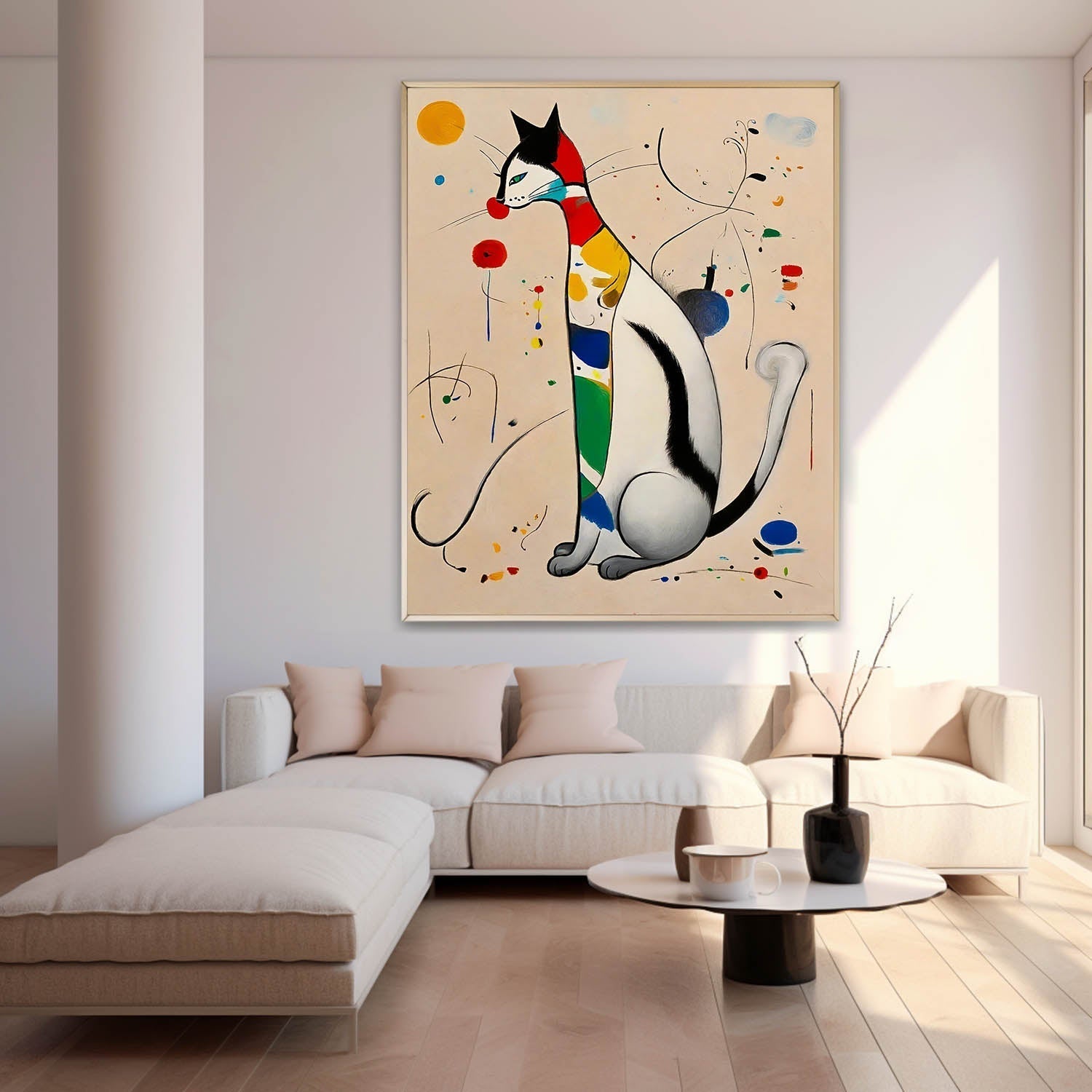 Sura Cat Painting | Vibrant Canvas Art, Handcrafted Oil and Acrylic on Linen 9